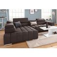 exxpo - sofa fashion hoekbank met verstelbare hoofdsteun resp. rugleuning, naar keuze met slaapfunctie bruin