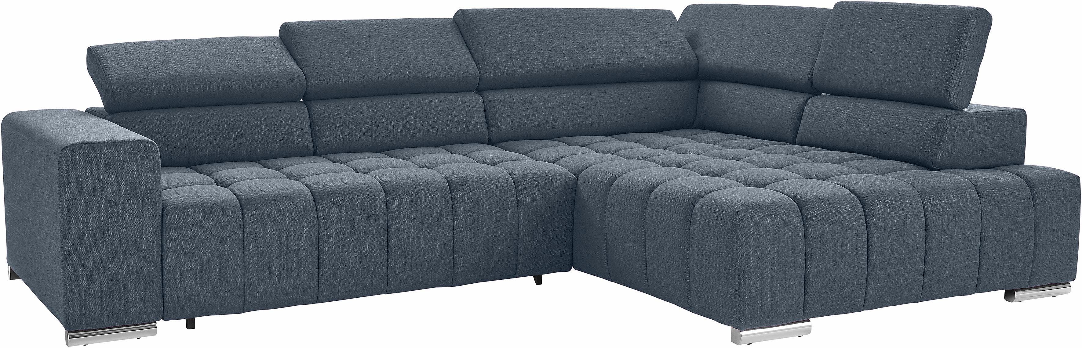 exxpo - sofa fashion Hoekbank Elias, actuele kruissteek in de zitting, comfortabel, L-vorm met verstelbare hoofdsteun resp. rugleuning, naar keuze met slaapfunctie