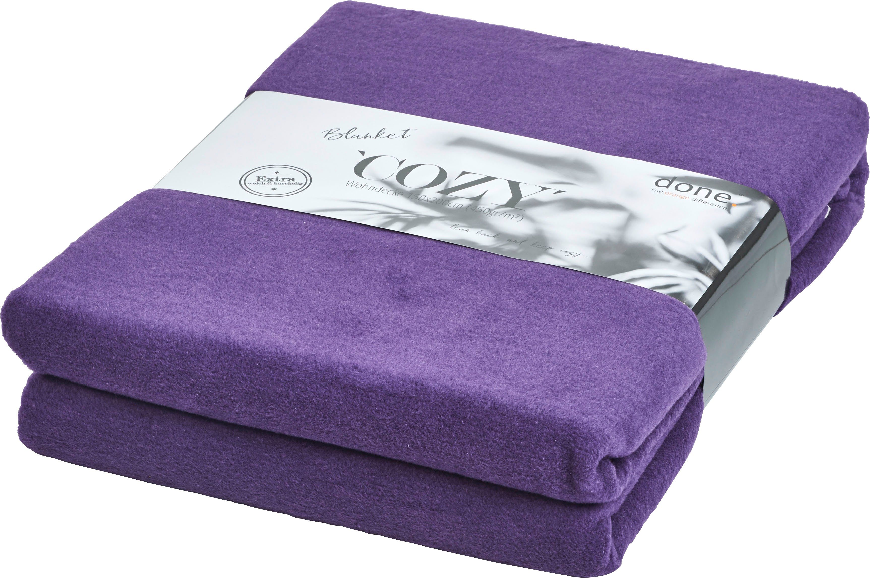 done.® Deken COZY afgehechte siersteek, katoen, unikleur