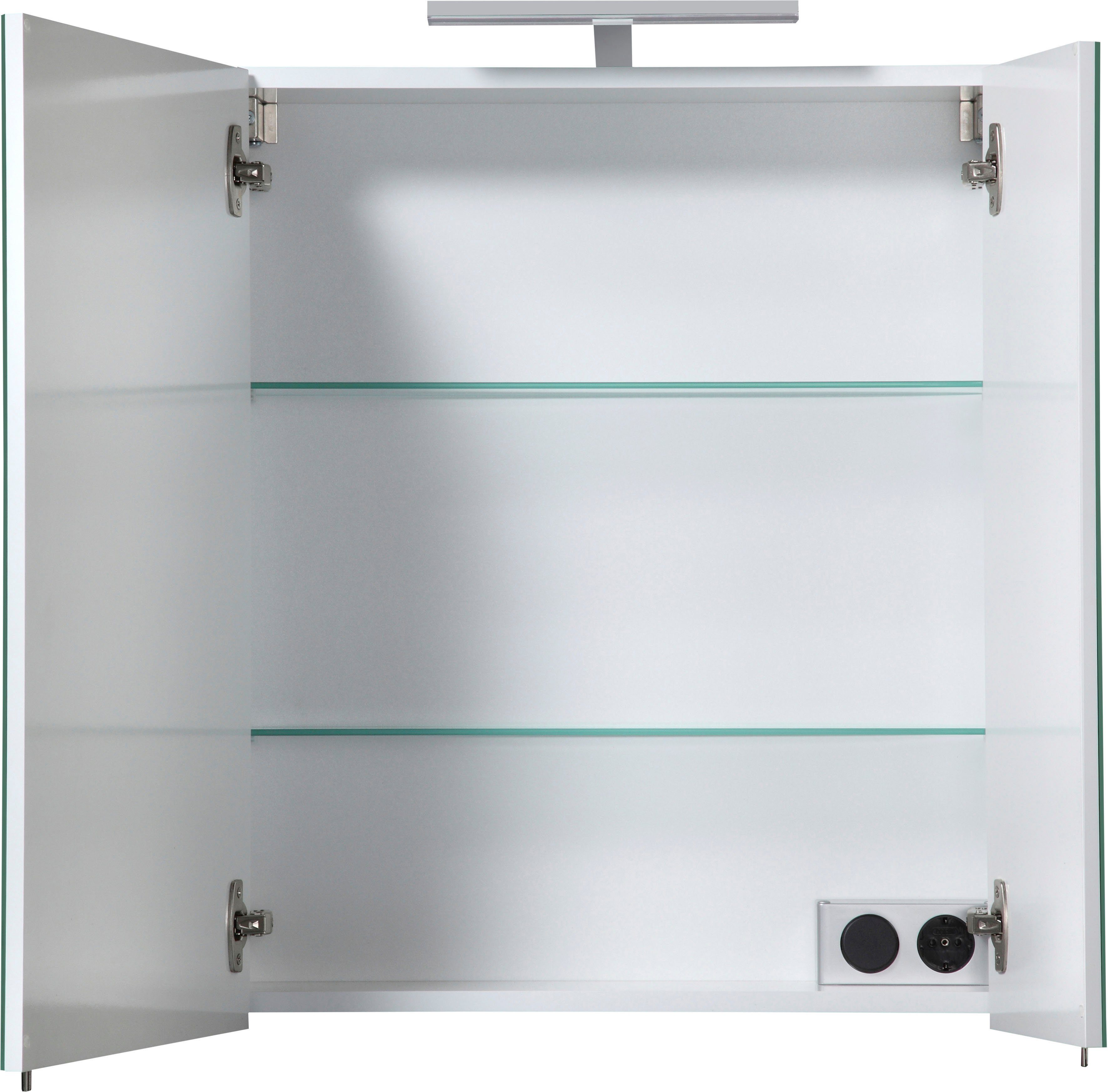 welltime Spiegelkast Torino Breedte 60 cm, 2-deurs, ledverlichting, schakelaar-/stekkerdoos