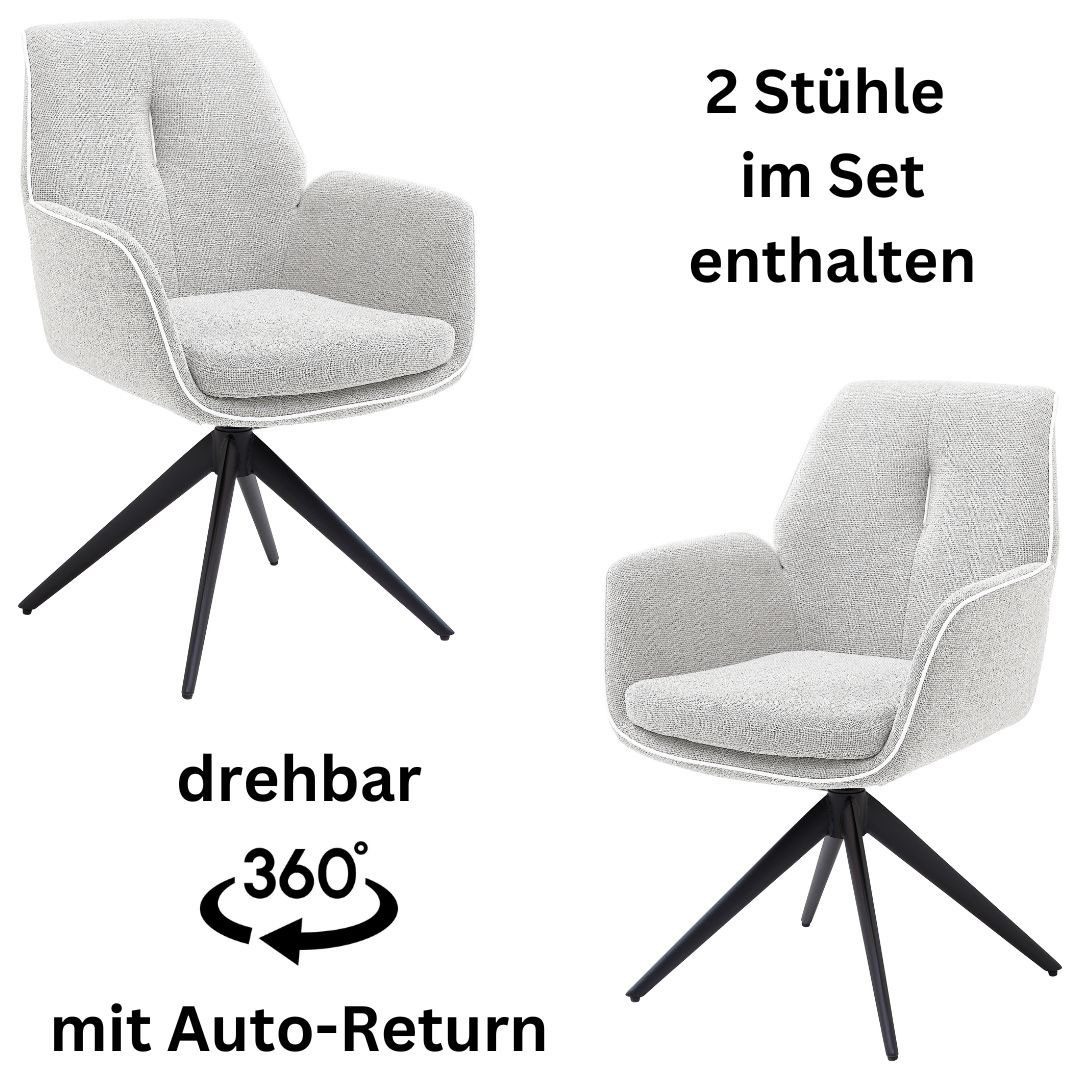 OTTO Stolkom Stoel met armleuningen Enja 360 graden draaibaar met auto-return (set, 2 stuks) 4 poot stoelen beige