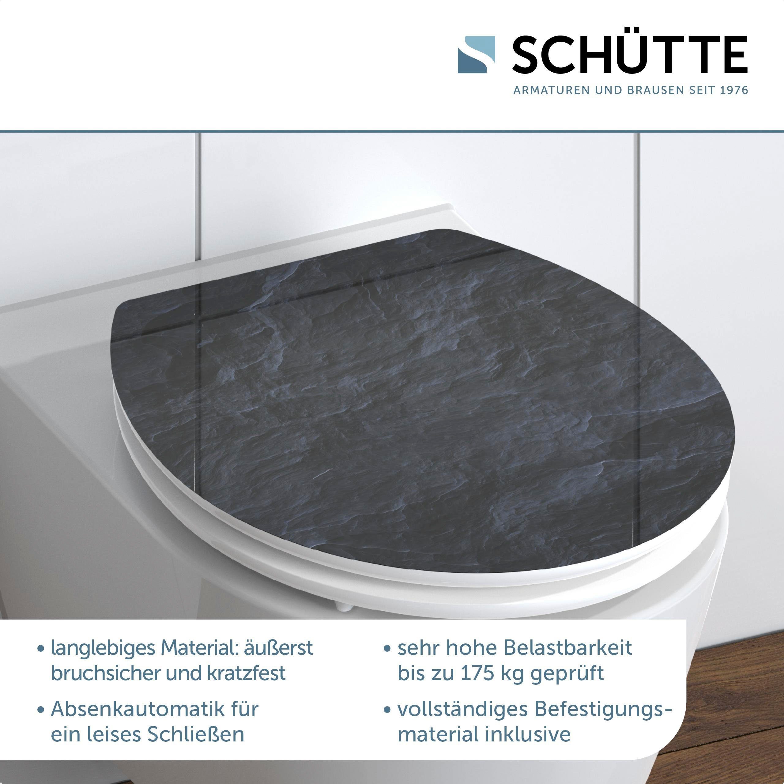 Schütte Toiletzitting Black stone High gloss met houten mdf-kern, met softclosemechanisme