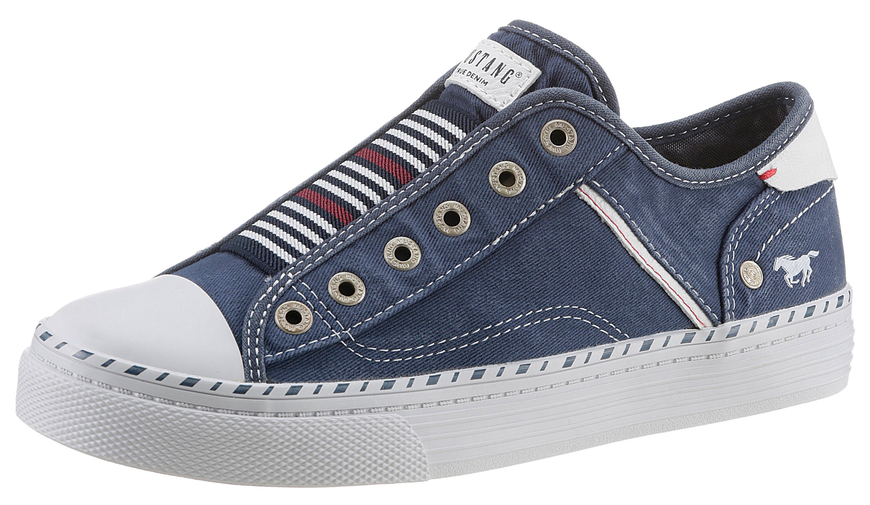 Mustang Shoes Slip-on sneakers Instapschoen, Vrijetijdsschoen Slippers, instapschoenen, vrijetijdsschoenen met praktische elastische band dames lage