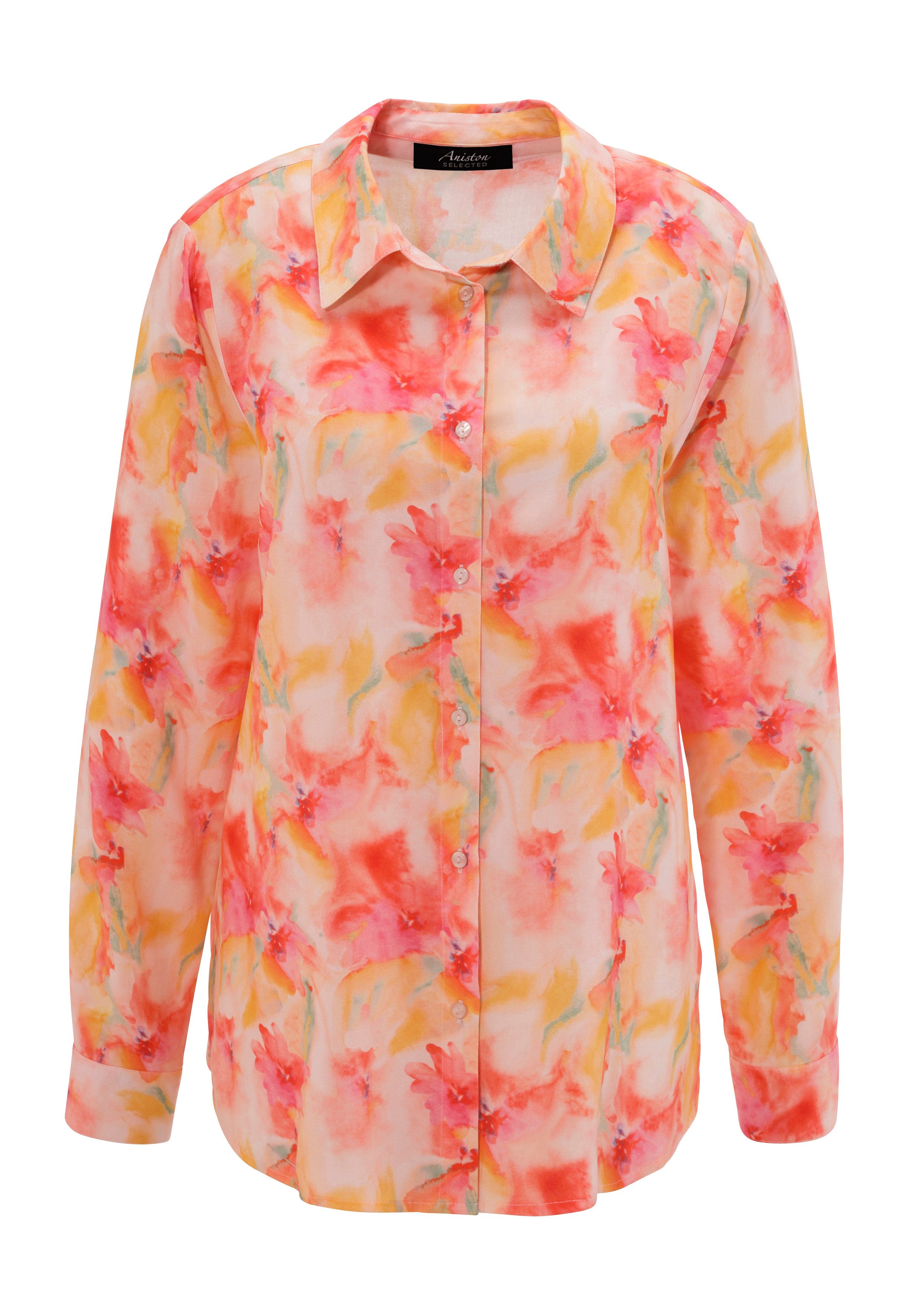 Aniston SELECTED Overhemdblouse met frisse en kleurrijke batikdruk