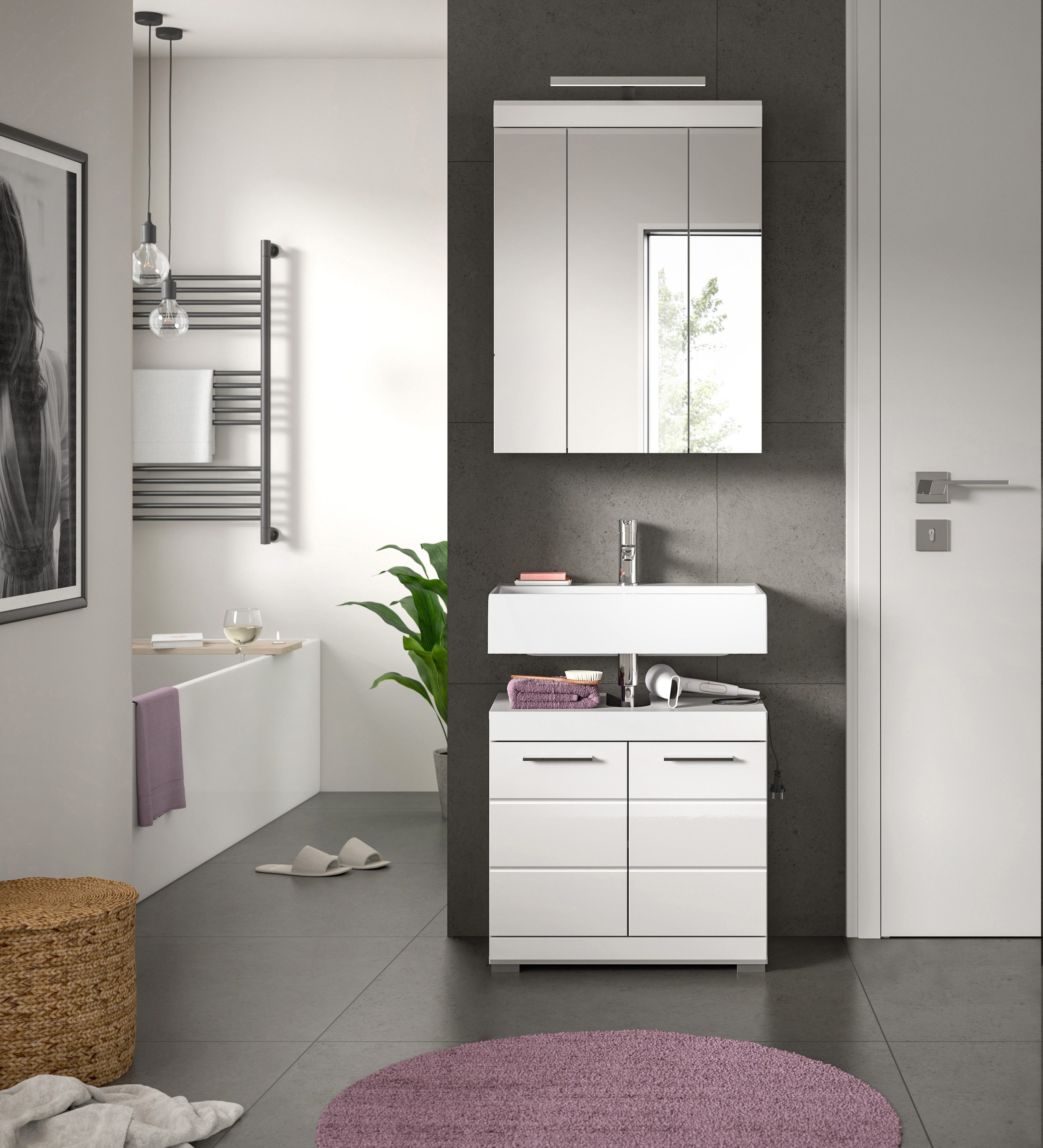 INOSIGN Badkamerserie Siena, 2-delig, inclusief LED-verlichting, bestaande uit: (set, 2 stuks)