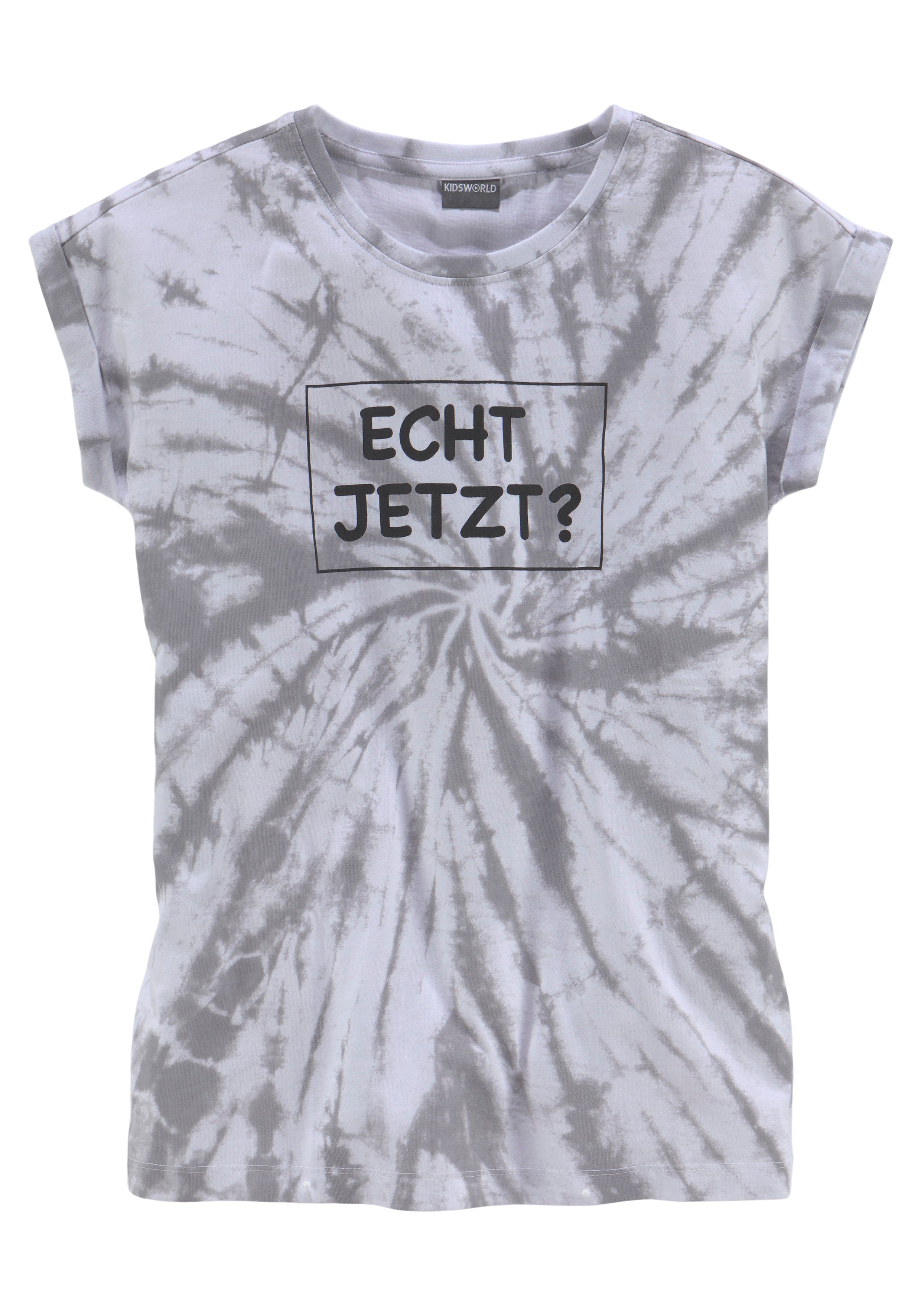 KIDSWORLD T-shirt ECHT JETZT? Korte mouwen, casual pasvorm, met allover-print en statements