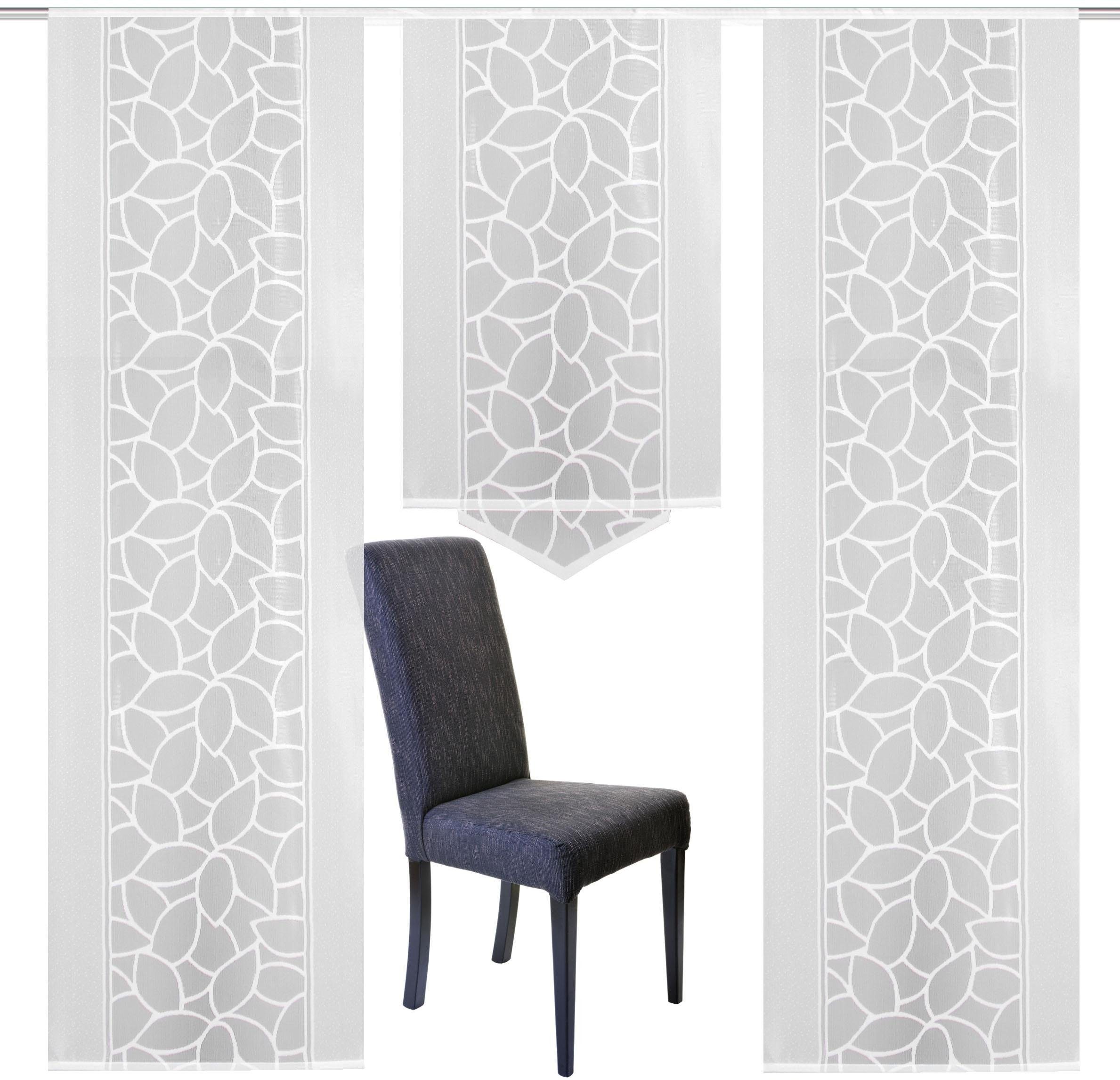 HOME WOHNIDEEN Paneelgordijn JENNA Paneelgordijn jacquard set (3 stuks) paneelgordijnen maat 57 cm x 225 cm wit