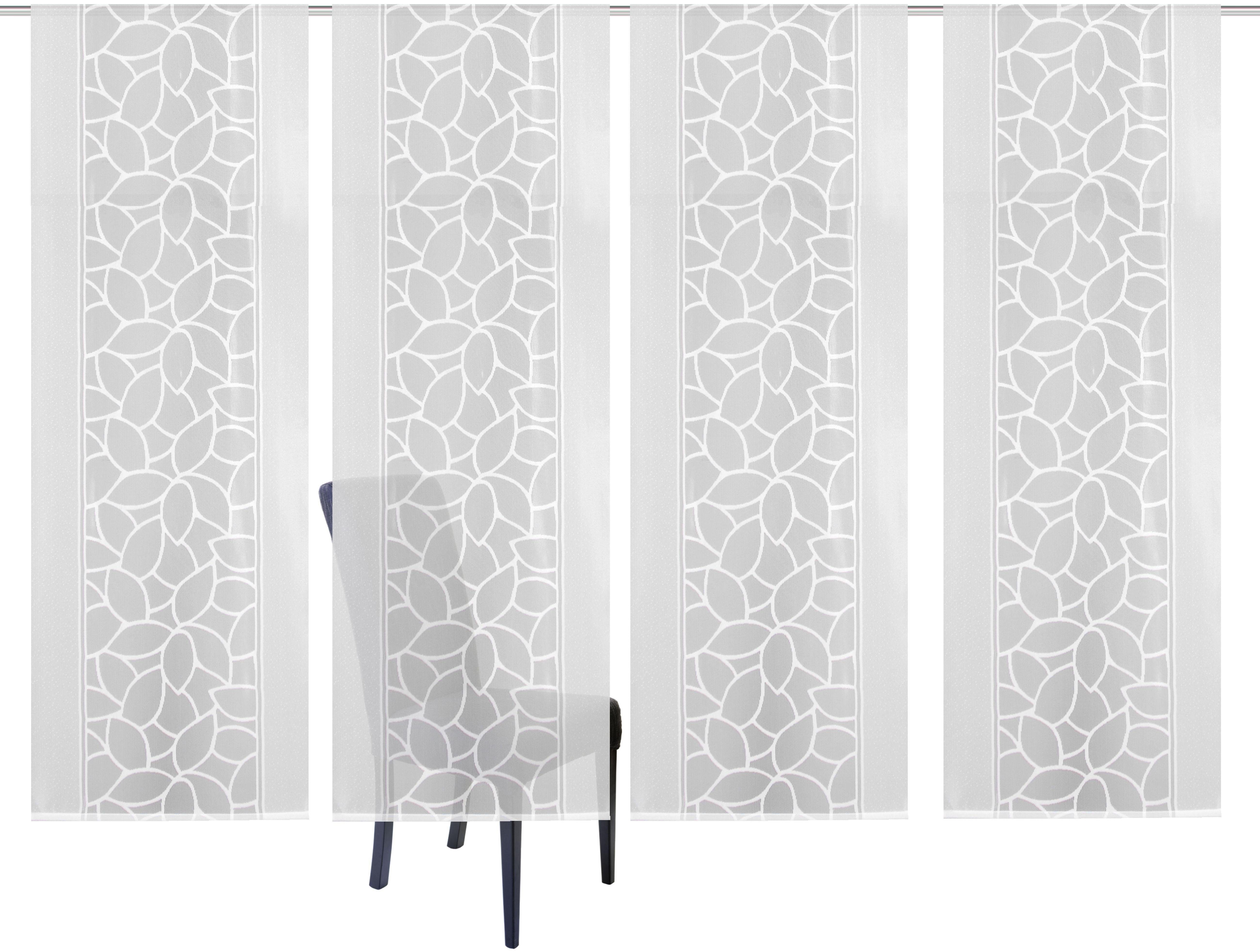 HOME WOHNIDEEN Paneelgordijn JENNA Paneelgordijn jacquard set (4 stuks) paneelgordijnen maat H/B: 225/57 cm wit