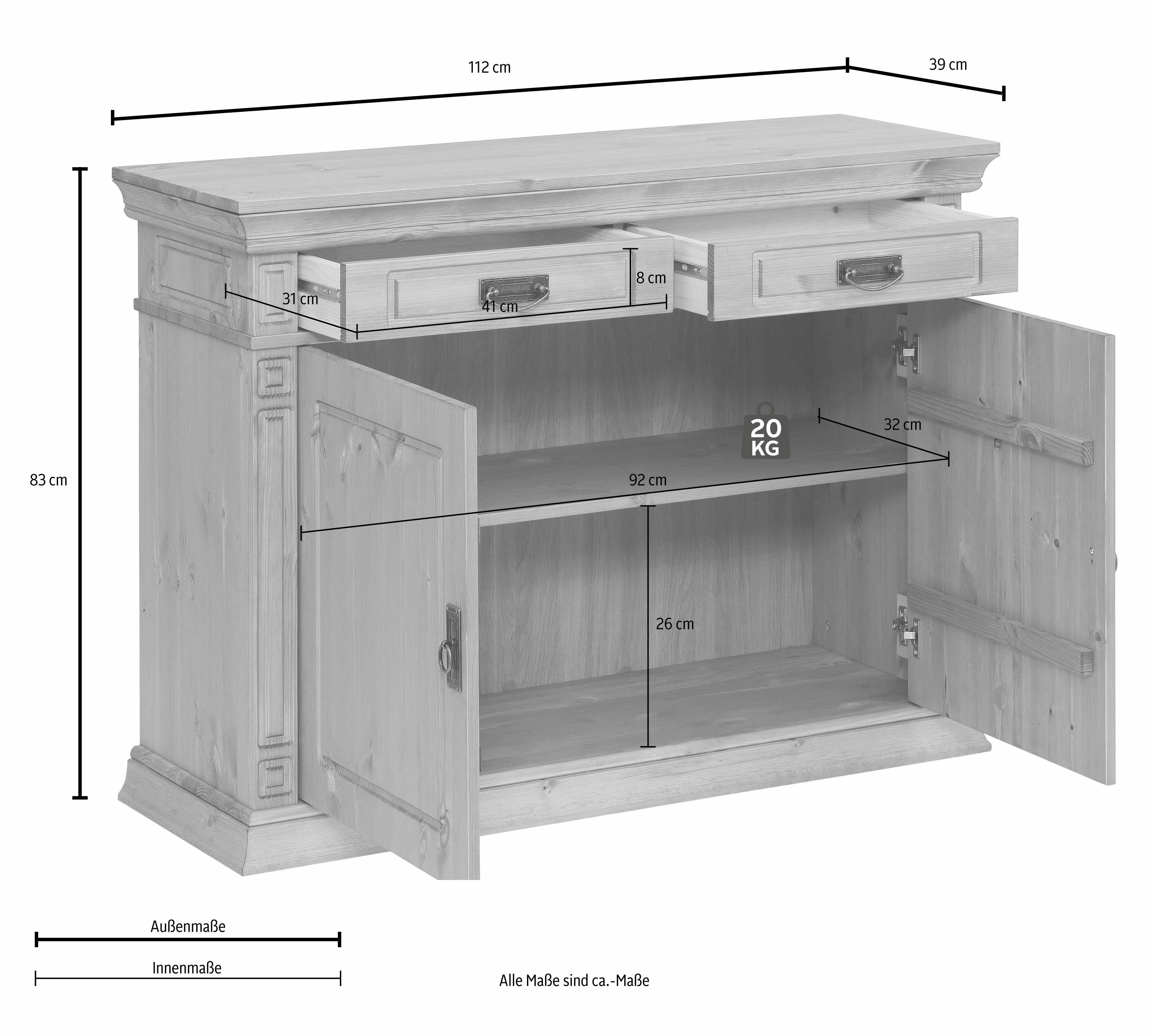 Home affaire Kast Vinales Breedte 112 cm van massief grenen
