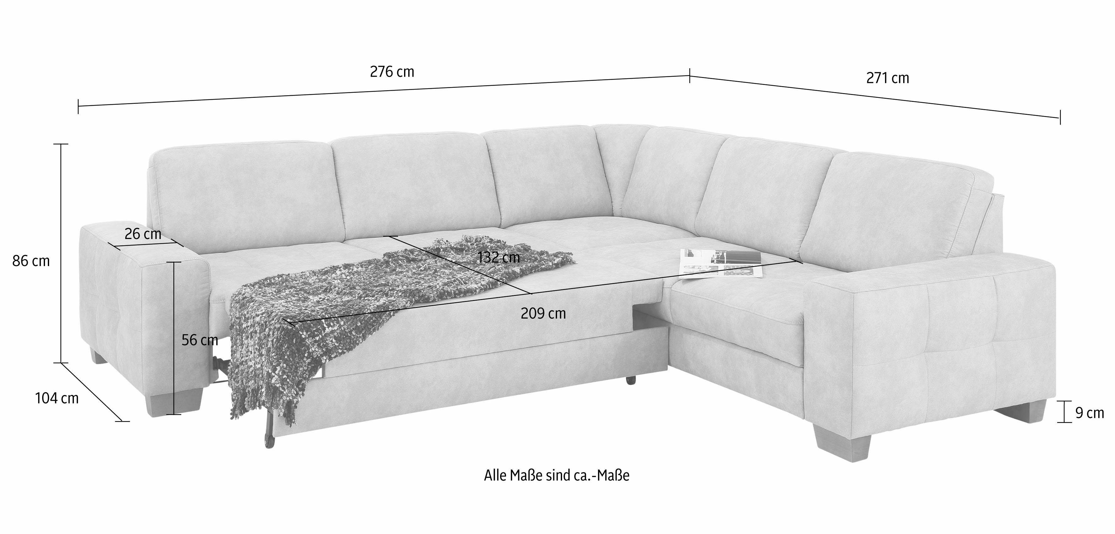 Home affaire Hoekbank Puccini L-vorm met binnenvering, zitdiepteverstelling, contrastnaad