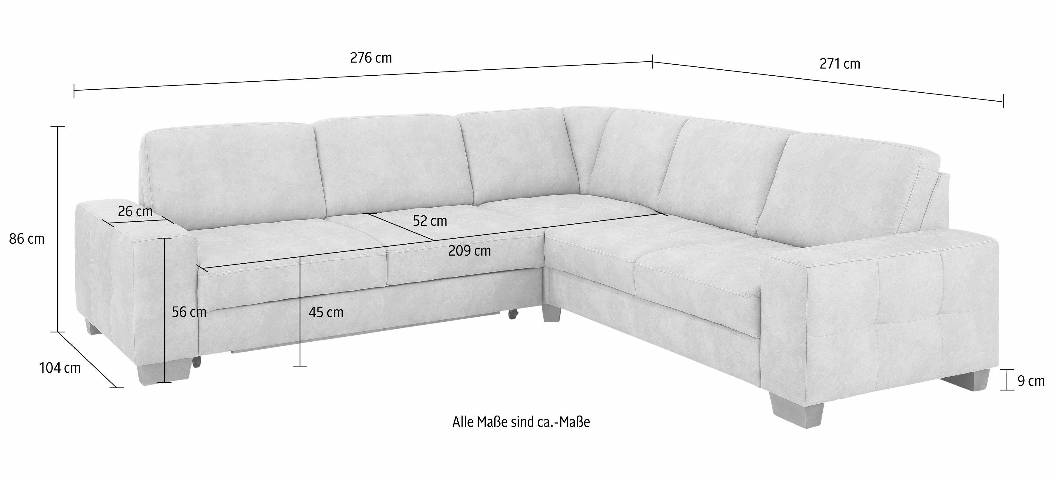 Home affaire Hoekbank Puccini L-vorm met binnenvering, zitdiepteverstelling, contrastnaad
