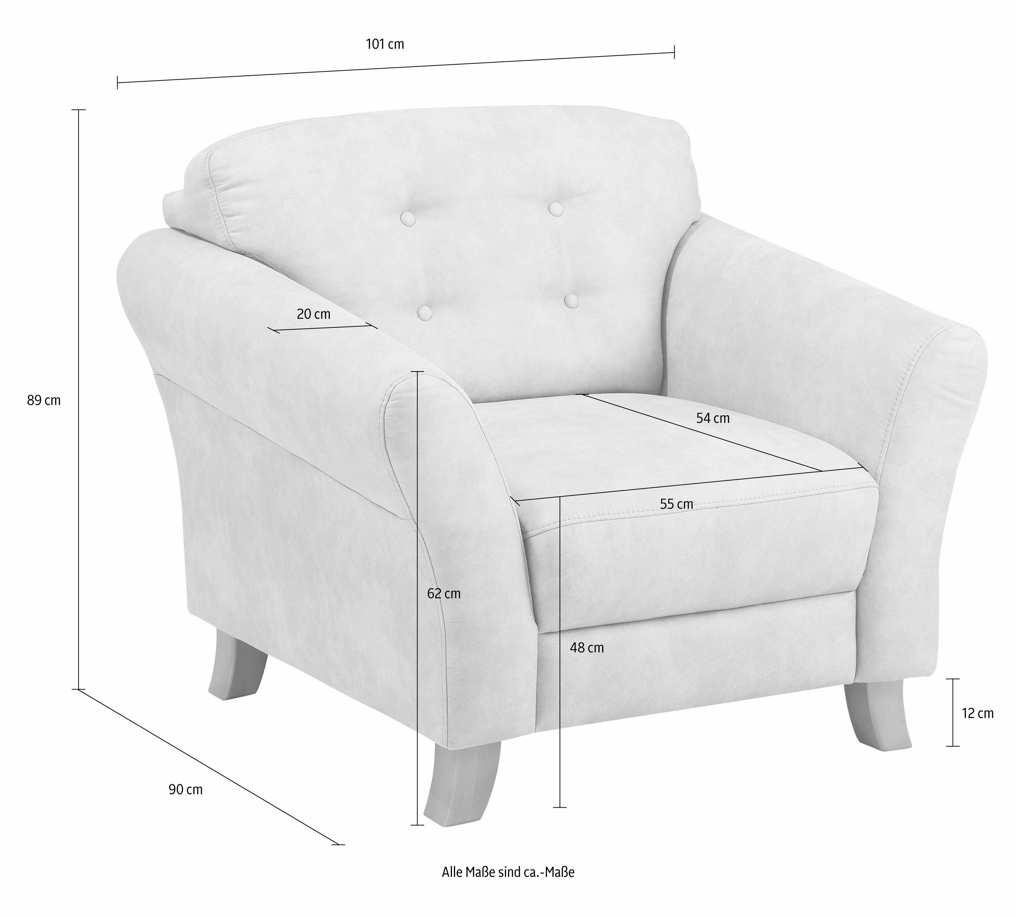 Home affaire Fauteuil Trondheim met binnenvering, capitonnage achter