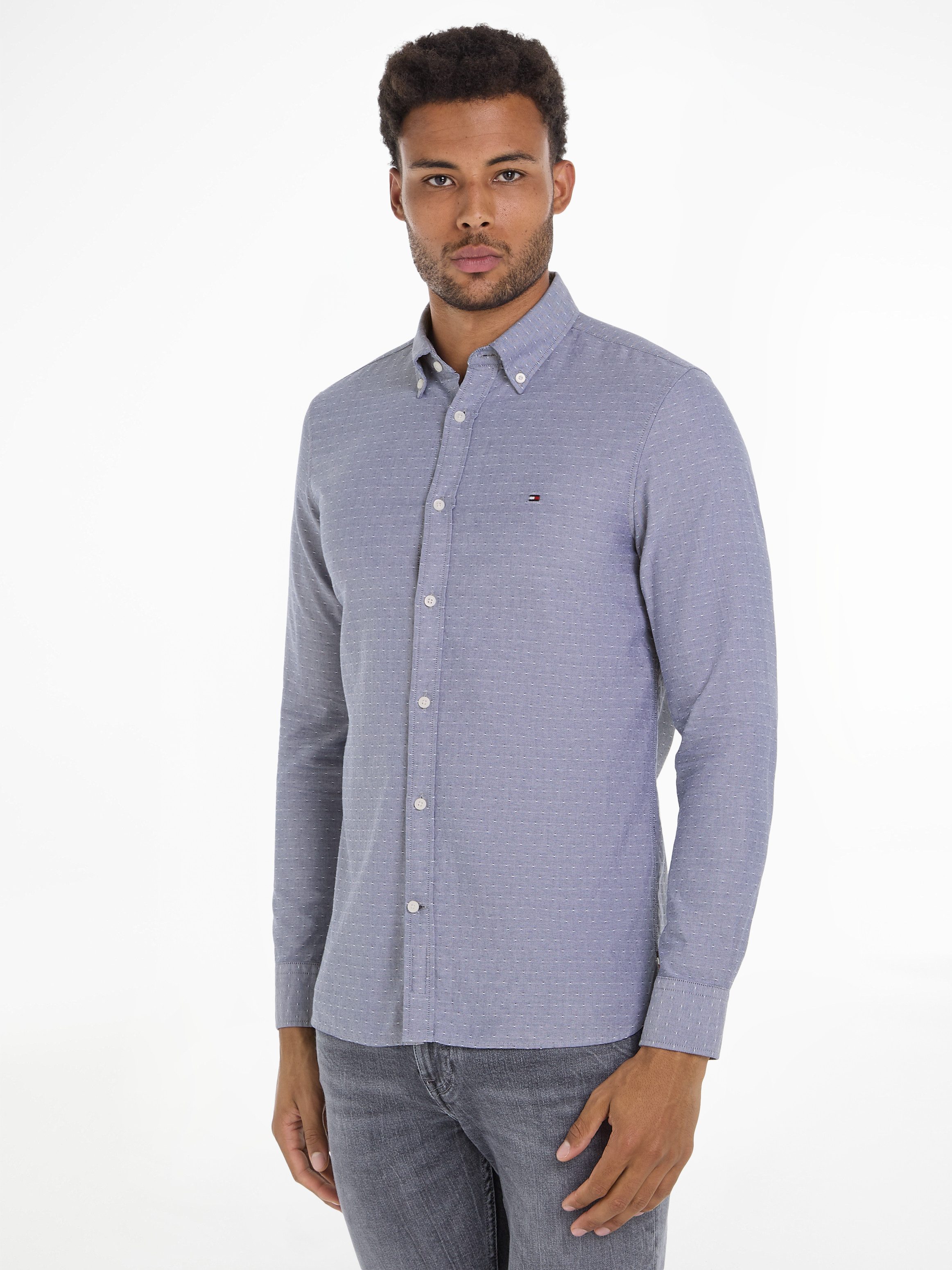 Tommy Hilfiger Overhemd met lange mouwen OXFORD DOBBY SF SHIRT heren lange mouwen maat XXL blauw