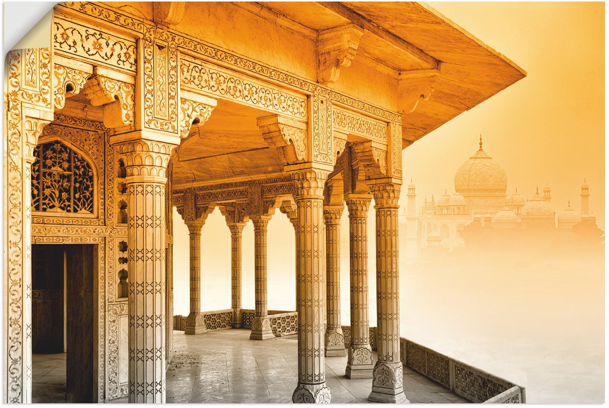 Artland Artprint Fort Agra mit Taj Mahal in vele afmetingen & productsoorten - artprint van aluminium / artprint voor buiten, artprint op linnen, poster, muursticker / wandfolie oo