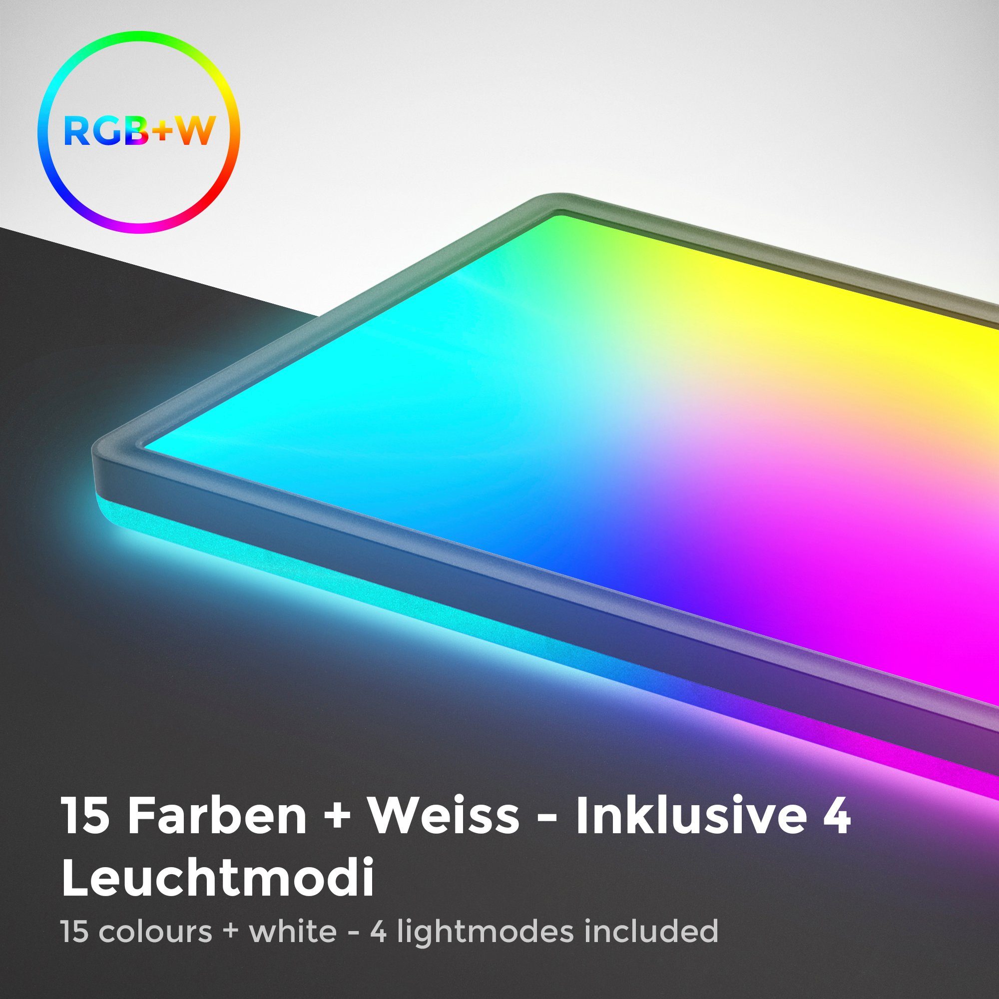 B.K.Licht Led-plafondlamp BK_PL1555 RGBW plafondlamp, LED paneel, met kleurverandering, dimbaar (1 stuk)