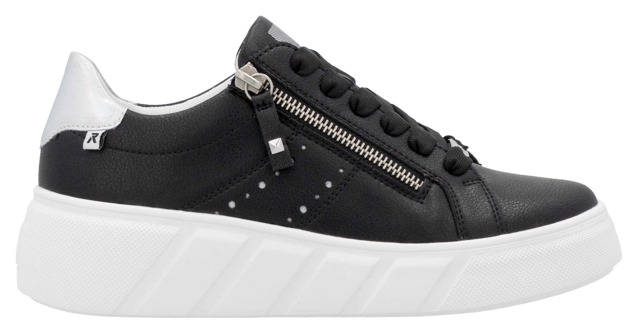 RIEKER Sport Plateausneakers , vrijetijdsschoen, lage schoen, veterschoen met zijlijke perforatie