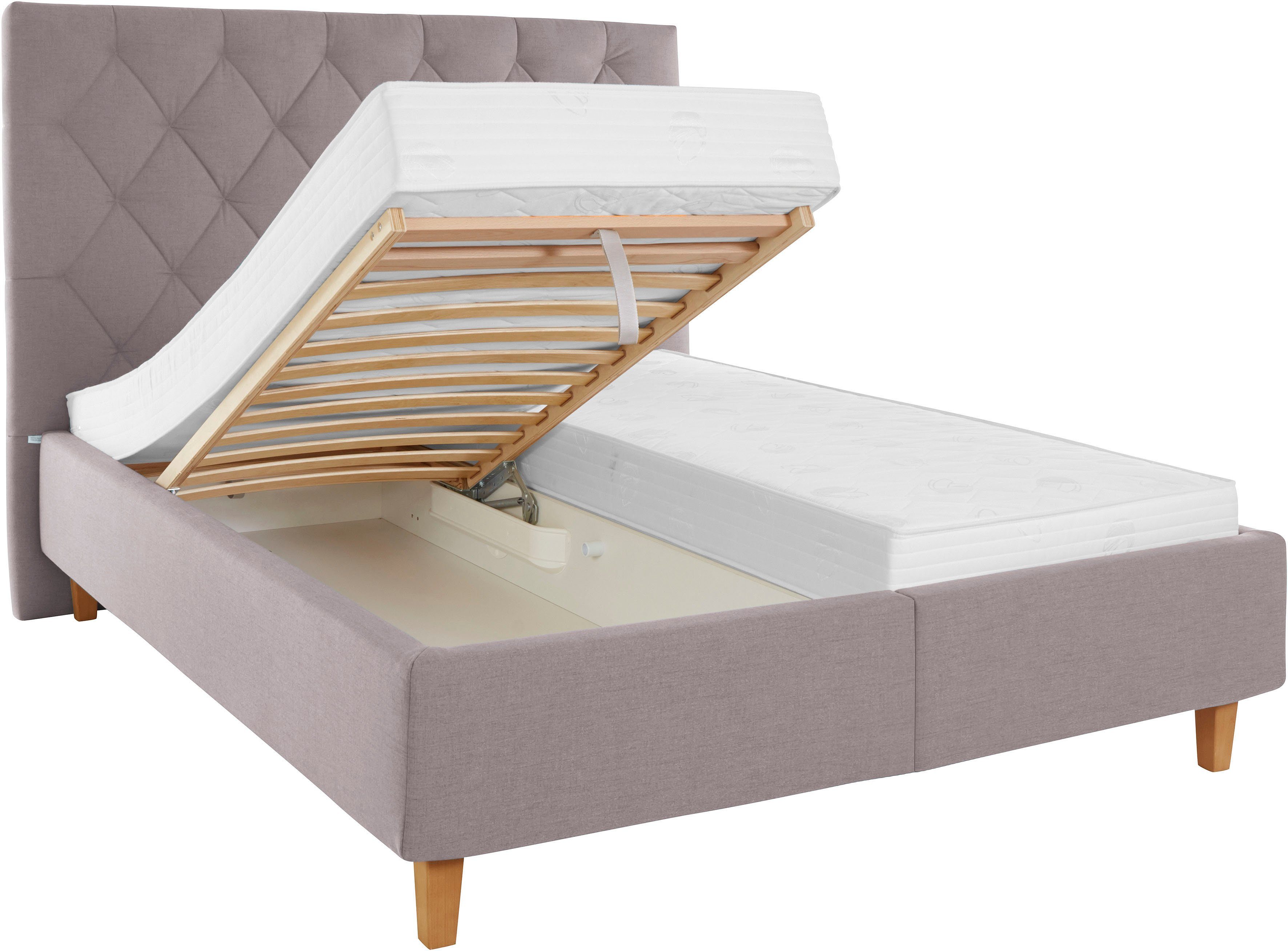 Guido Maria Kretschmer Home&Living Gestoffeerd bed Sunley 140 Kruisstiksel, hoofdbordhoogte 142 cm, zonder of met matras/lattenbodem