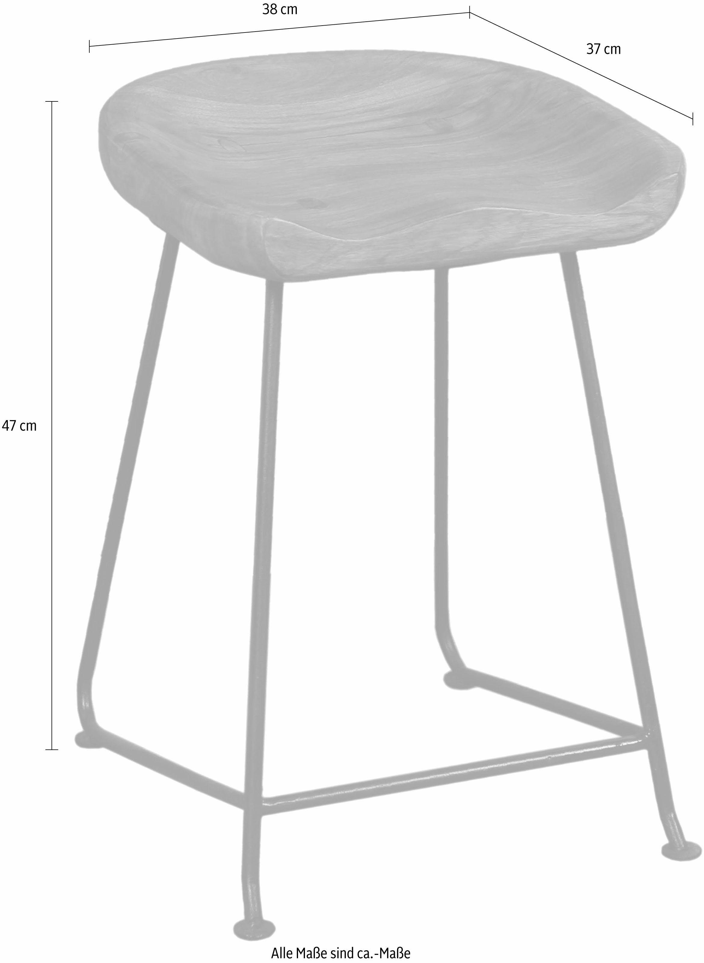 SIT Hocker Live Edge van massief acaciahout, met metalen frame