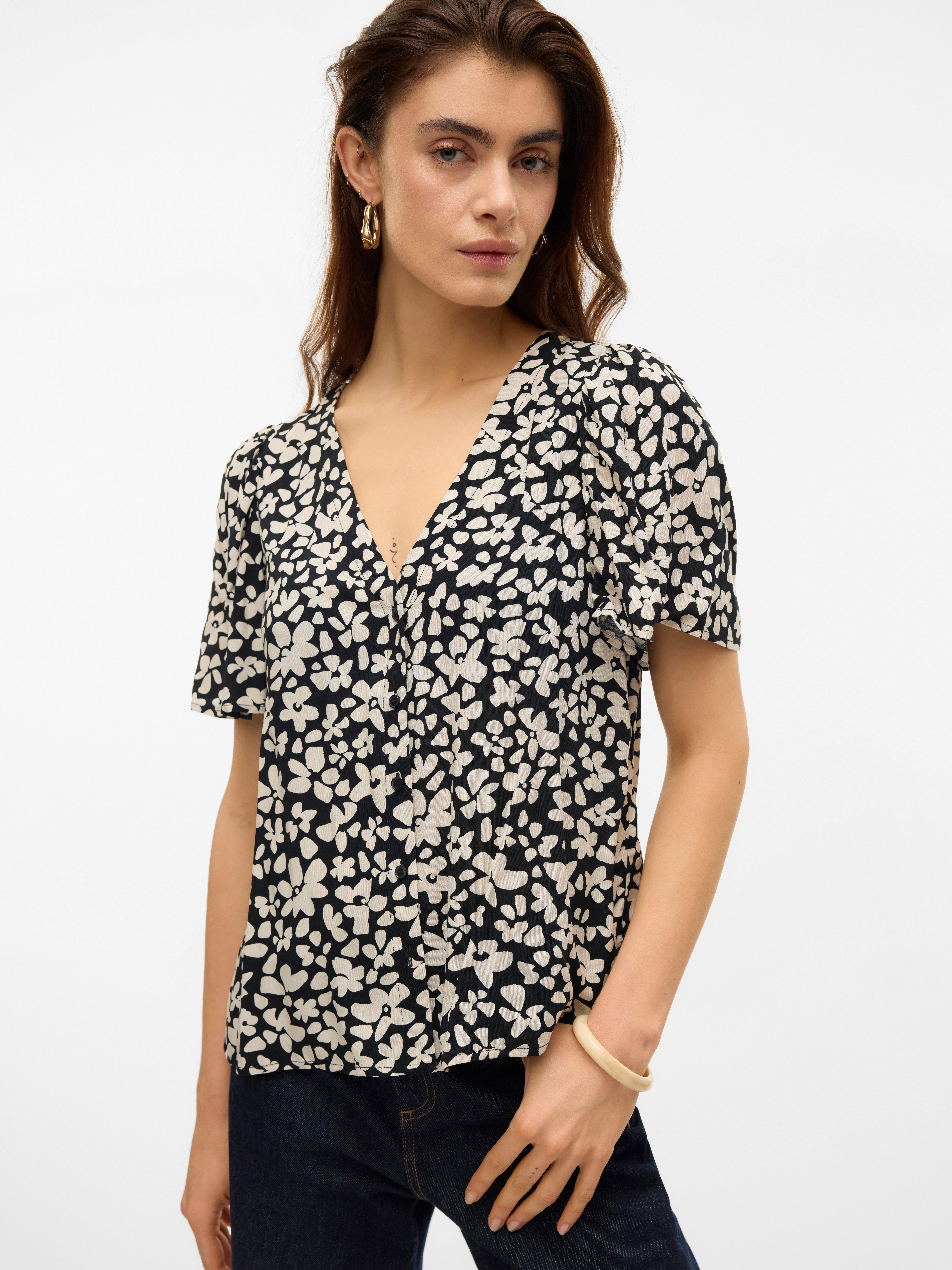 Vero Moda Blouse met korte mouwen VMALBA SS V-NECK SHIRT WVN GA