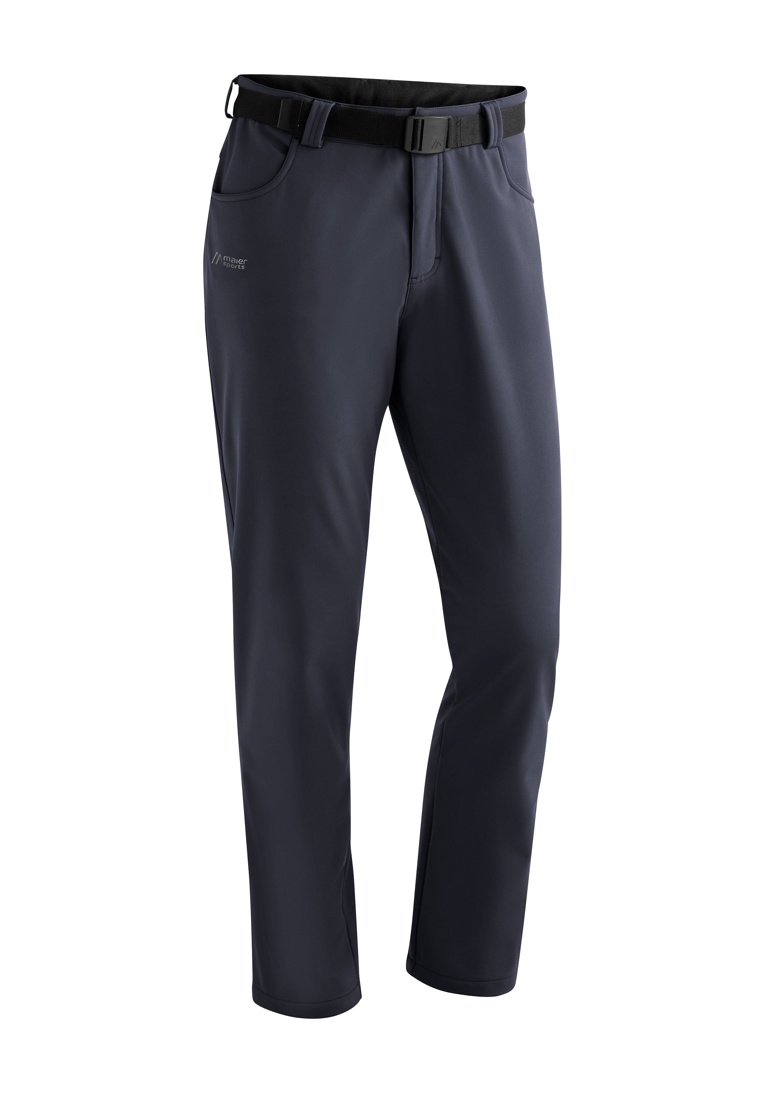 Maier Sports Functionele broek Perlit M warme heren softshellbroek, winter outdoorbroek, winddicht, regular fit heren broeken maat 54-kort blauw