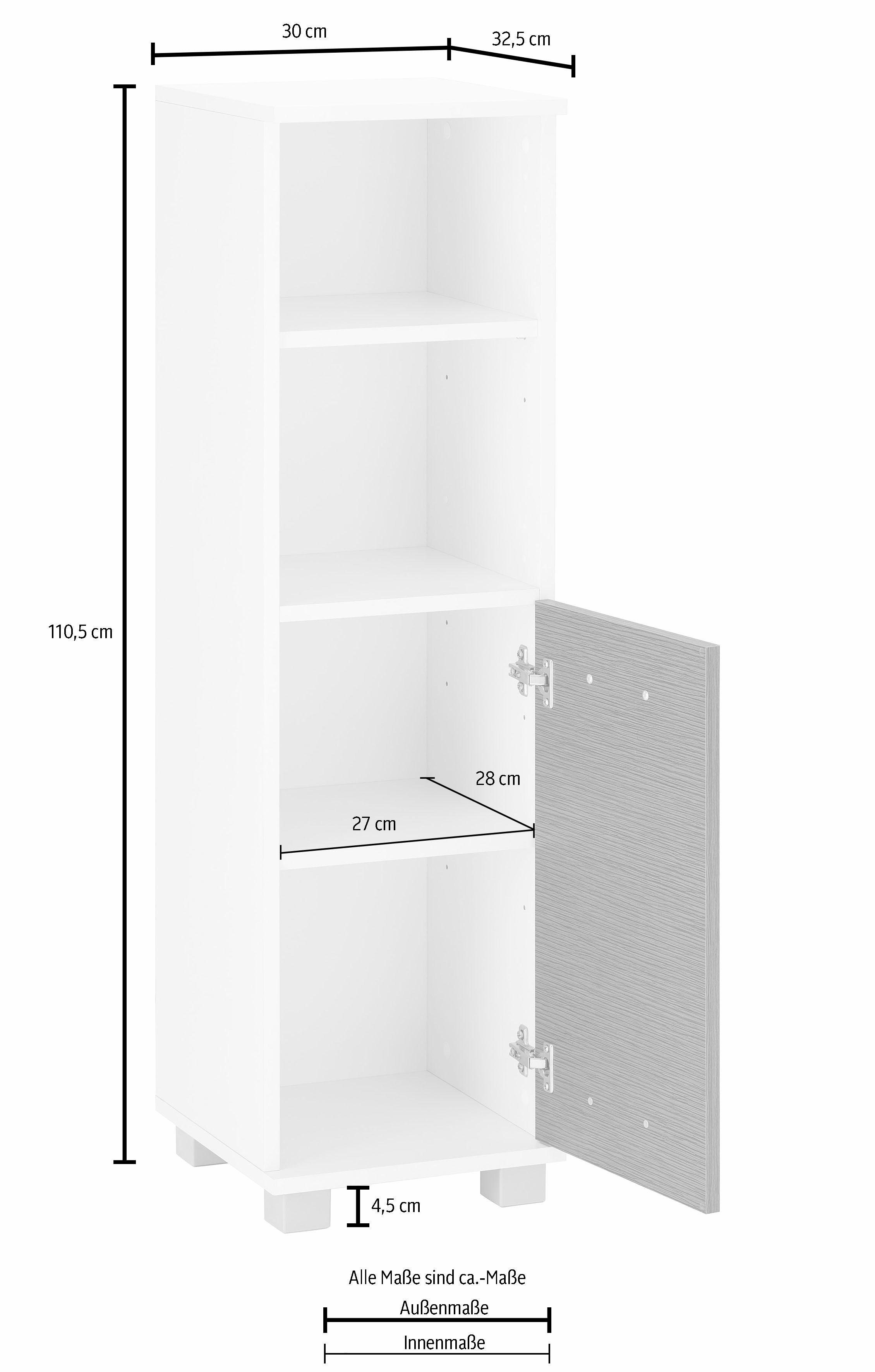 Schildmeyer Halfhoge kast Emmi in verschillende kleuren Hoogte 110,5 cm, metalen greep, met 2 praktische open vakken