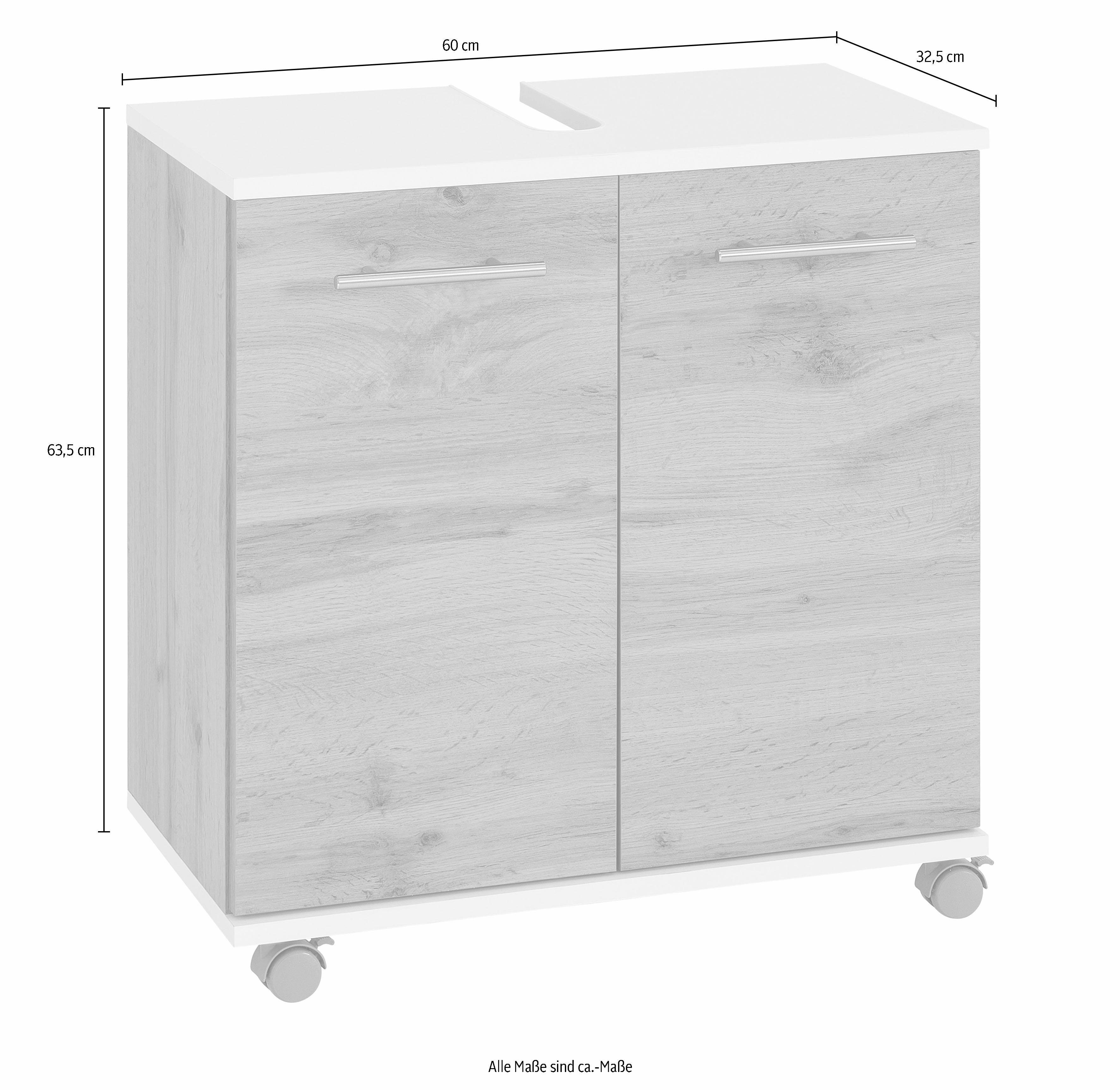 welltime Wastafelonderkast Emmi, breedte 59 cm Siphonaansluiting, metalen beslag
