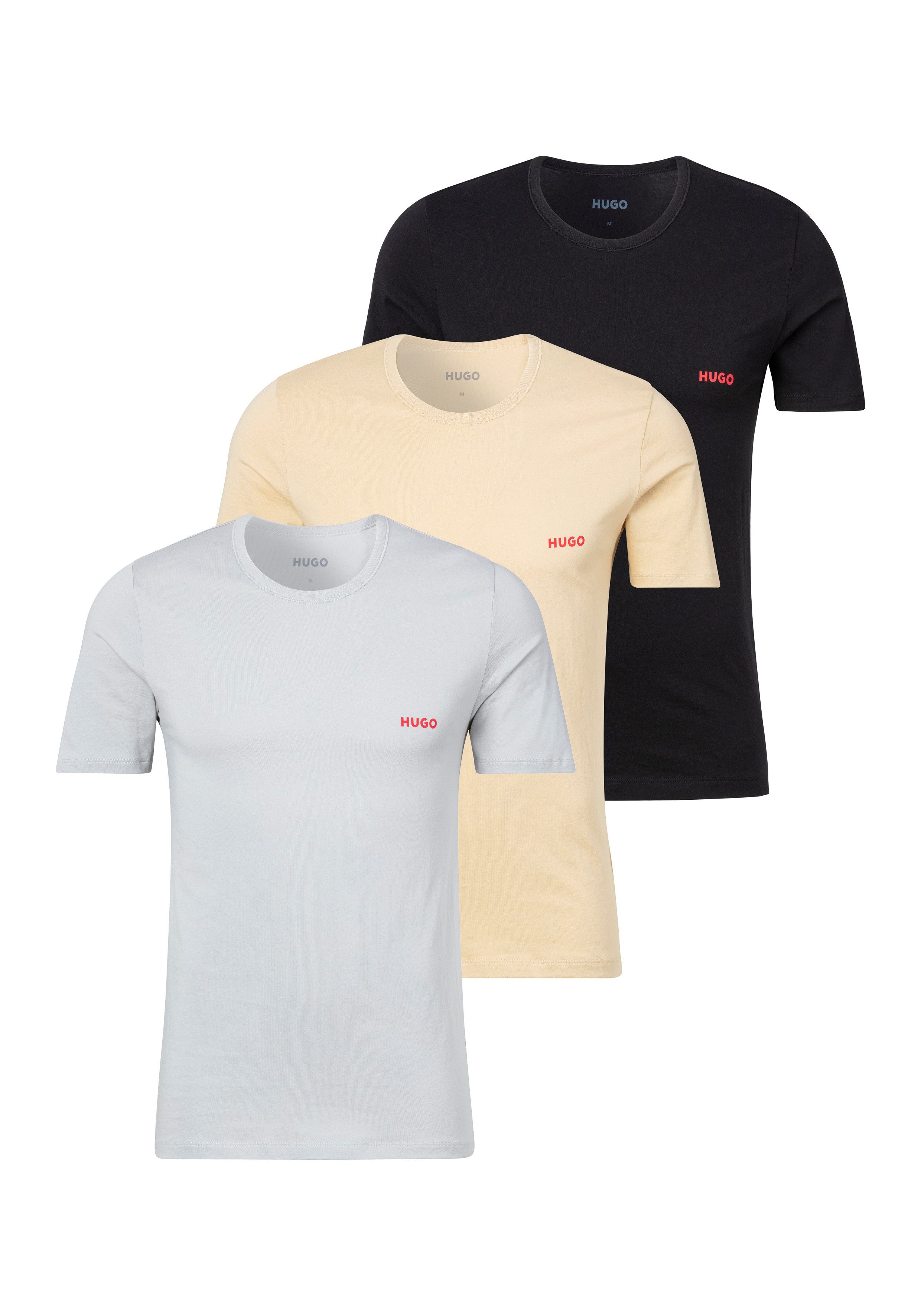HUGO underwear T-shirt RN TRIPL met een ronde hals (set, 3-delig) heren t-shirts maat XL multicolor