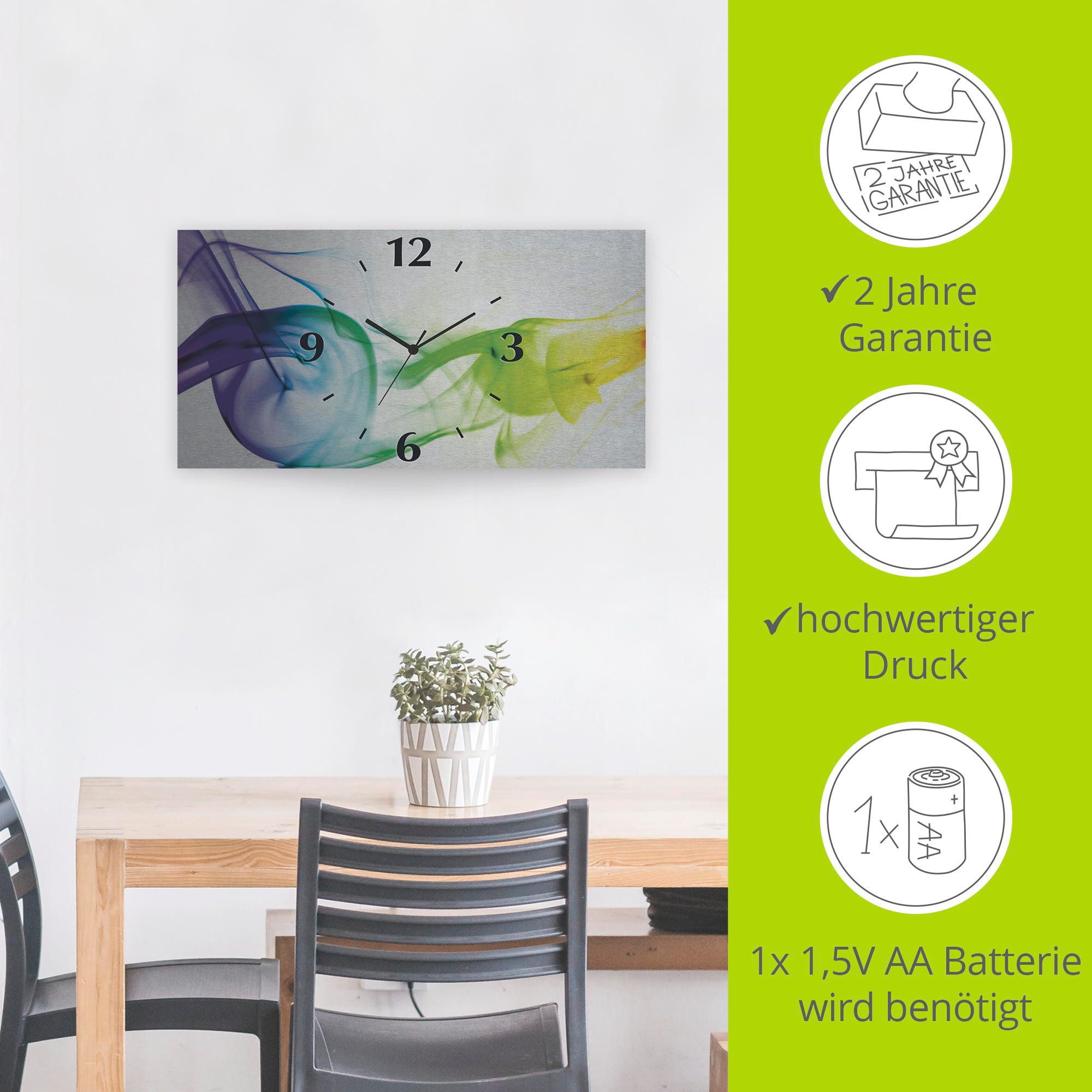 Artland Wandklok Rook - abstract 3d-look geschulpt, met kwarts- of radiografisch uurwerk, verschillende maten