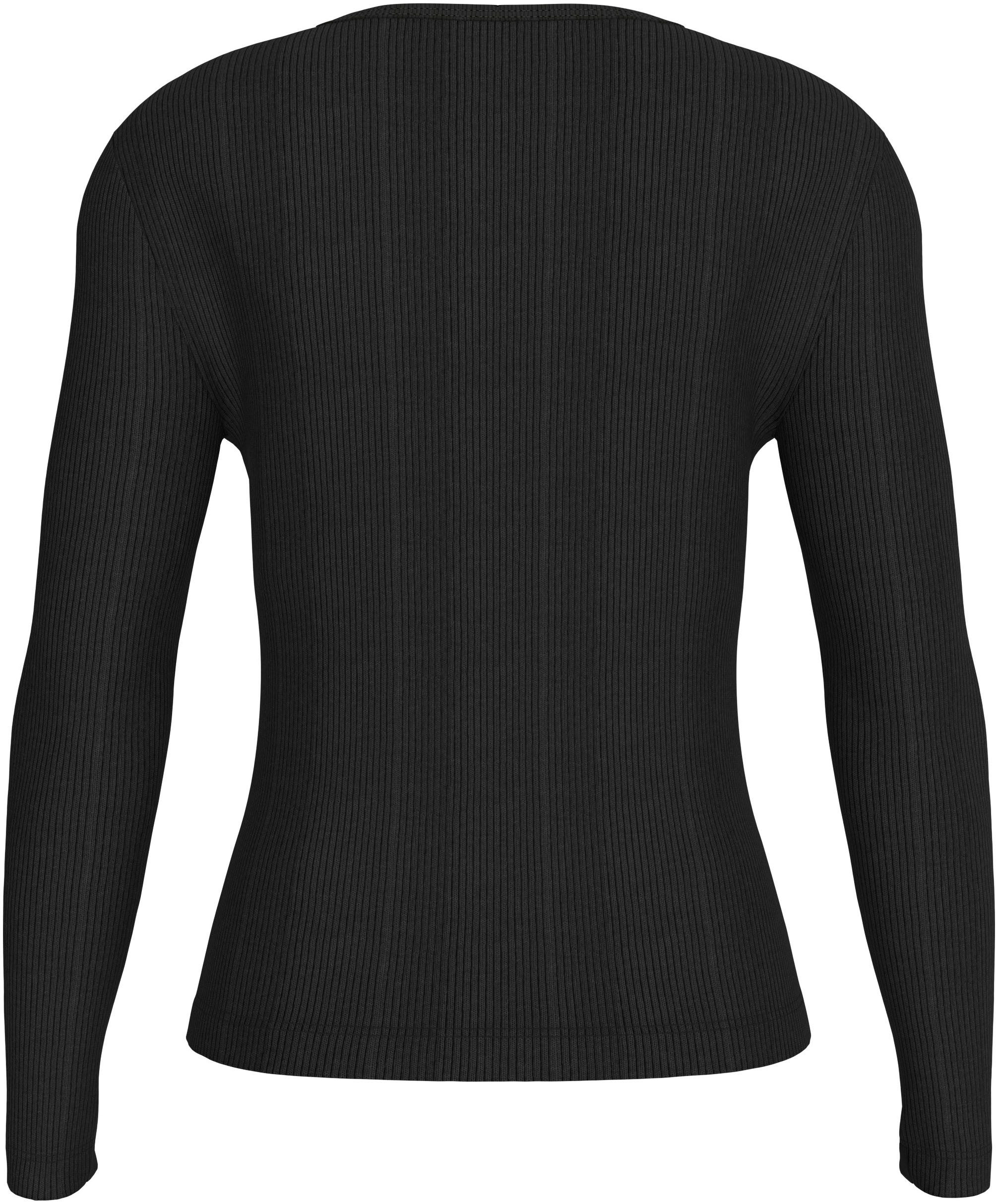 Calvin Klein Shirt met lange mouwen WOVEN LABEL RIB V-NECK LS