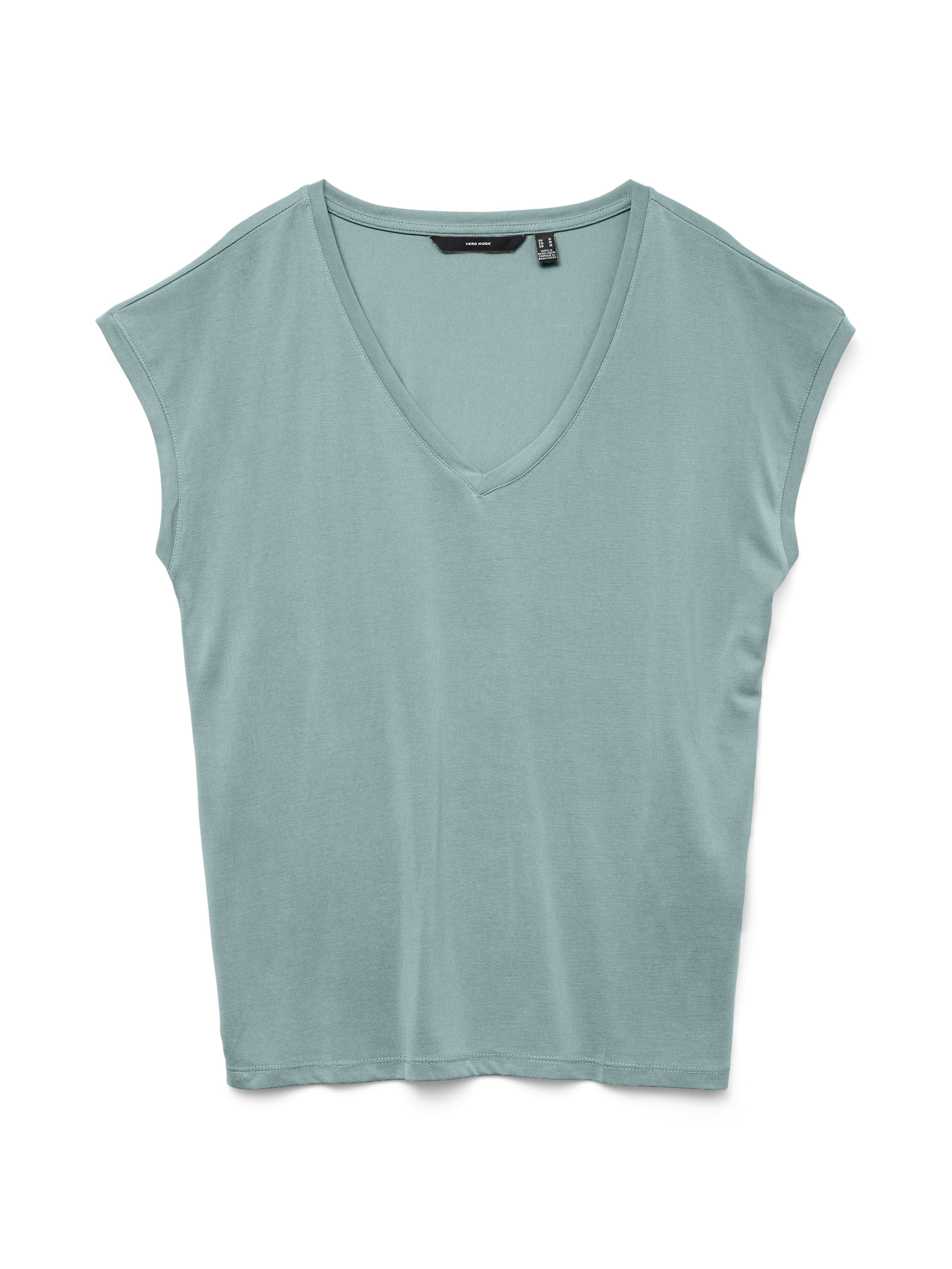 Vero Moda Shirt met V-hals VMFILLI SS V-NECK TEE GA NOOS in een materialenmix met tencel™ modal