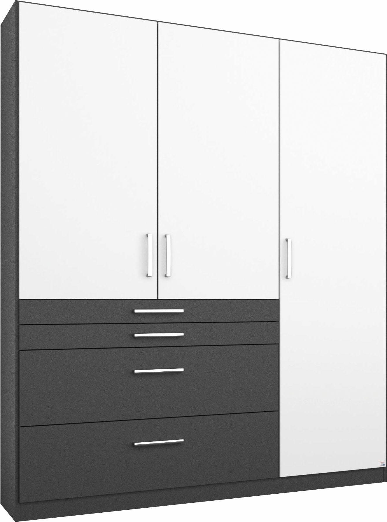 rauch Kledingkast Harburg draaideurkast slaapkamerkast met veel opbergruimte kledingkasten maat 136 cm x 197 cm x 54 cm grijs