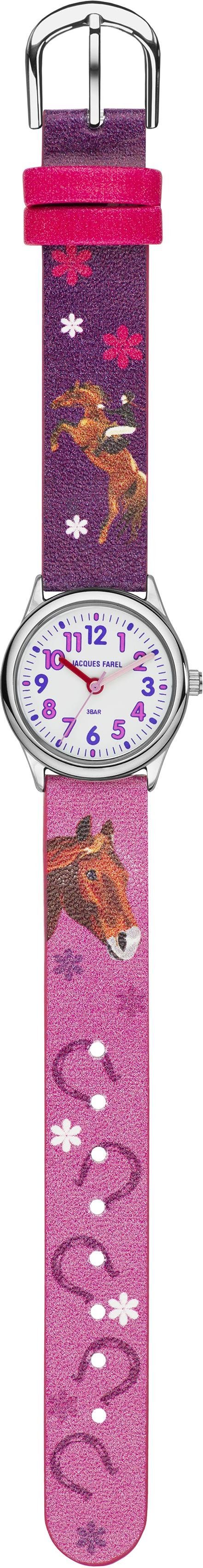 Jacques Farel Kwartshorloge HCC 543, met paardenmotief Polshorloge, kinderhorloge, meisjeshorloge, ideaal ook als cadeau