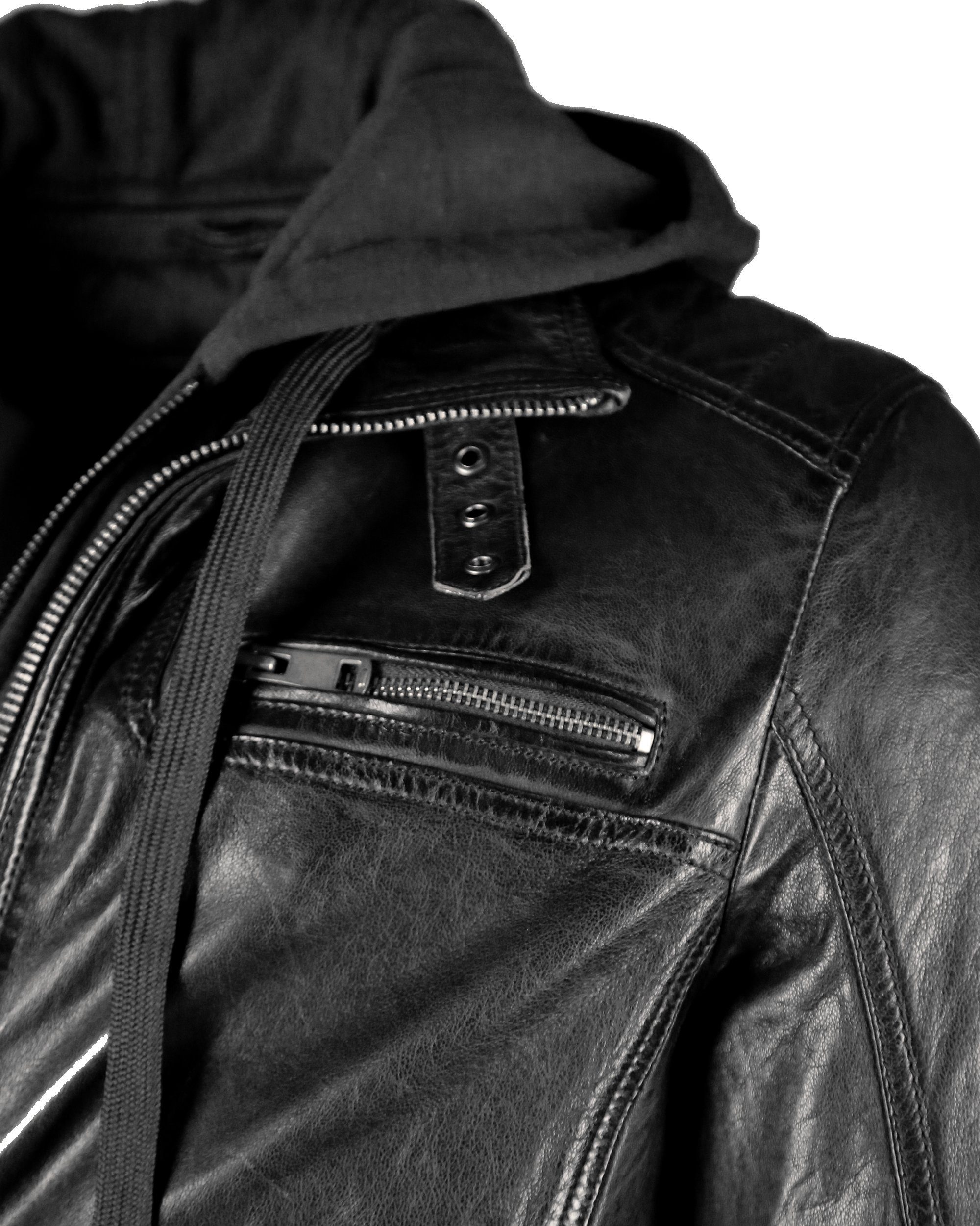 JCC leren jack met capuchon in bikerstijl »40750« makkelijk JCC leren jack »Lucas« makkelijk besteld | OTTO