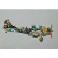 kayoom olieverfschilderij vliegtuig 60cm x 90cm multicolor