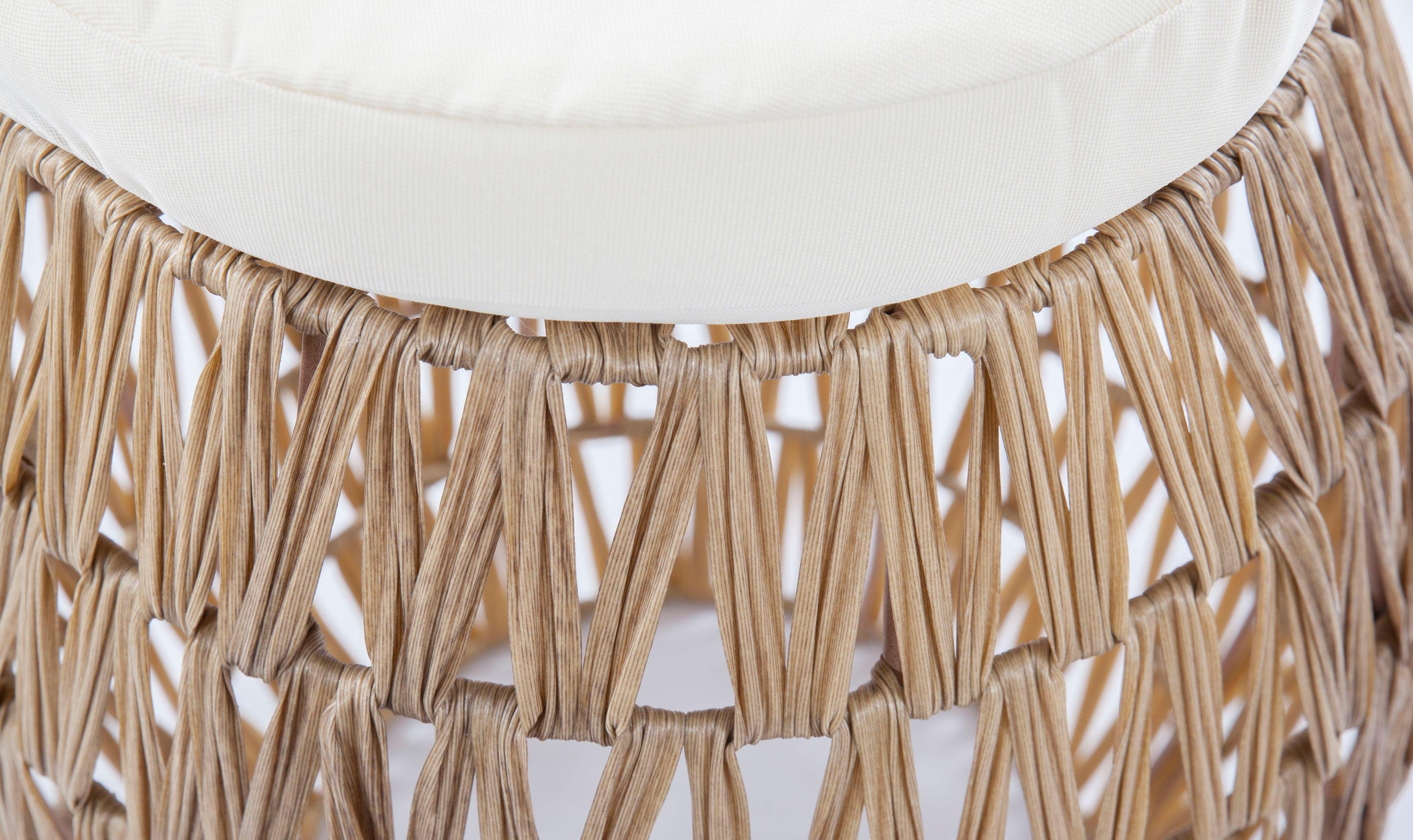 Kayoom Rotanstoel Stoel / Hocker Alba Lichtbruin, 2-delige set rattan hockers, bast-look (1 stuk)