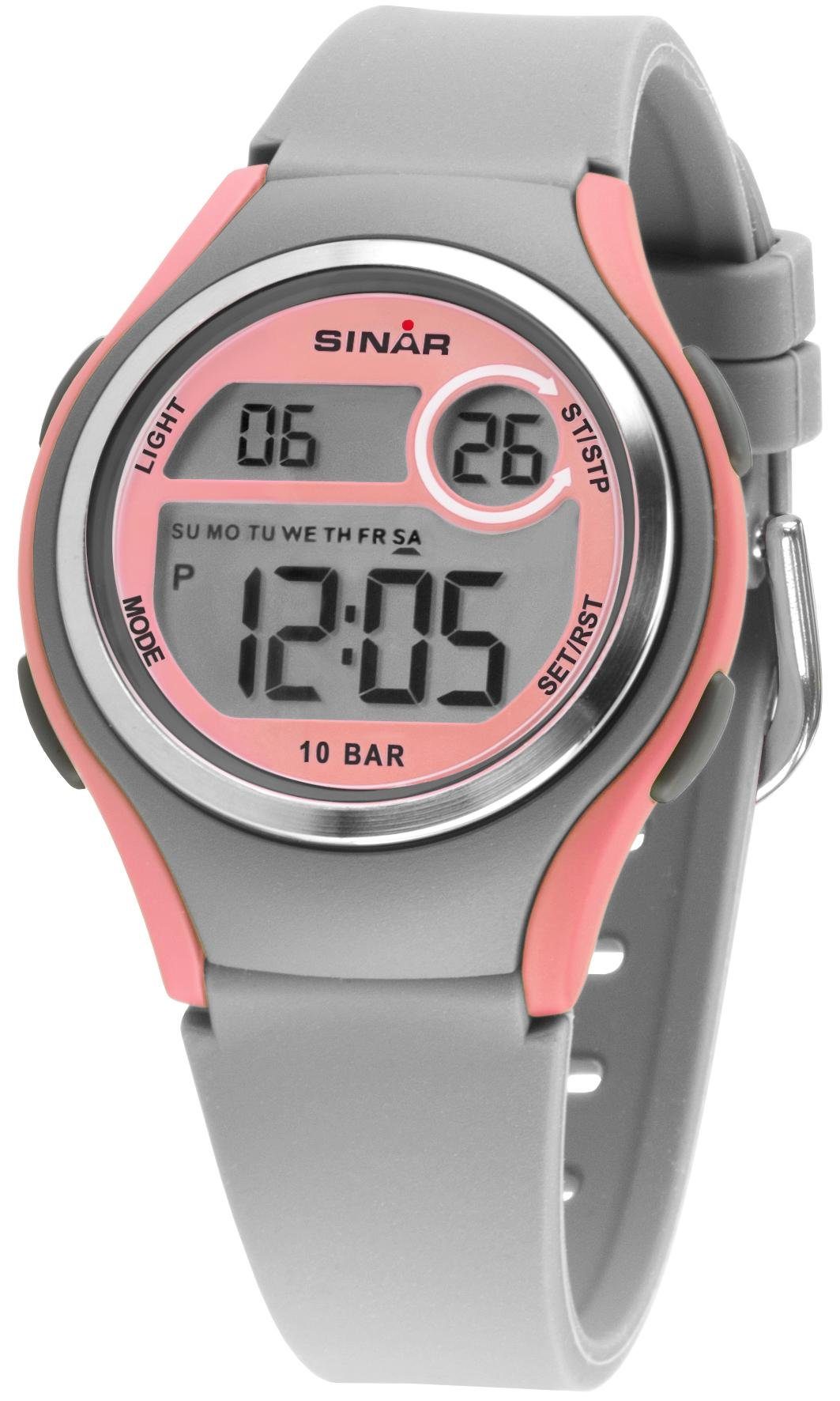 SINAR Chronograaf XE-64-9 Horloge, quartz, dameshorloge, digitaal, datum, stopwatchfunctie