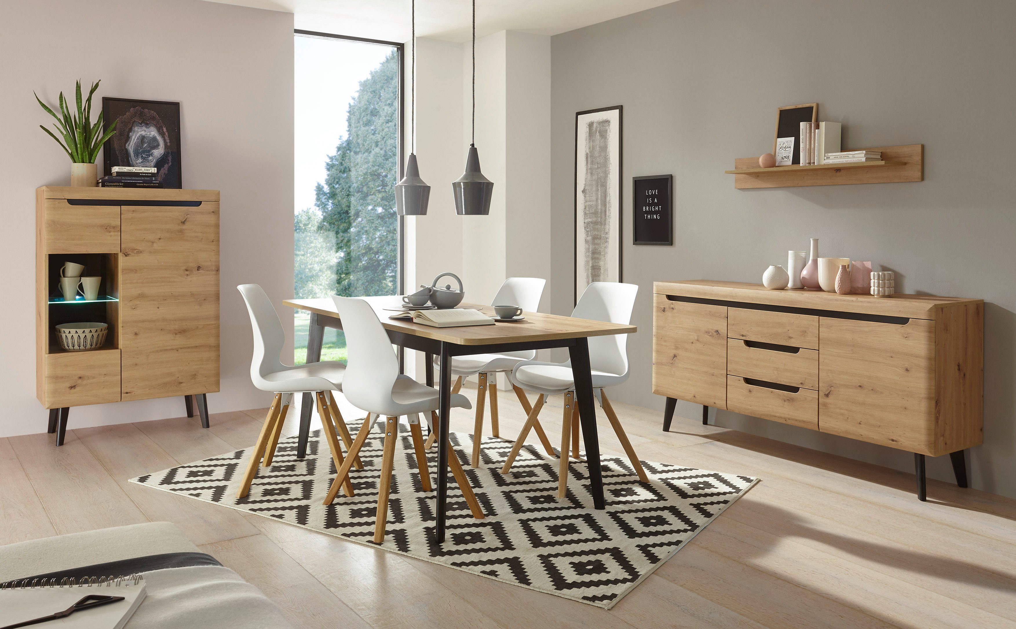 INOSIGN Vitrinekast Torge, hoge kast, glazen vitrine, staande vitrine, vitrinekast in drie verschillende kleuren beschikbaar, glazen deur & -bodem, 90 cm breed (1 stuk)