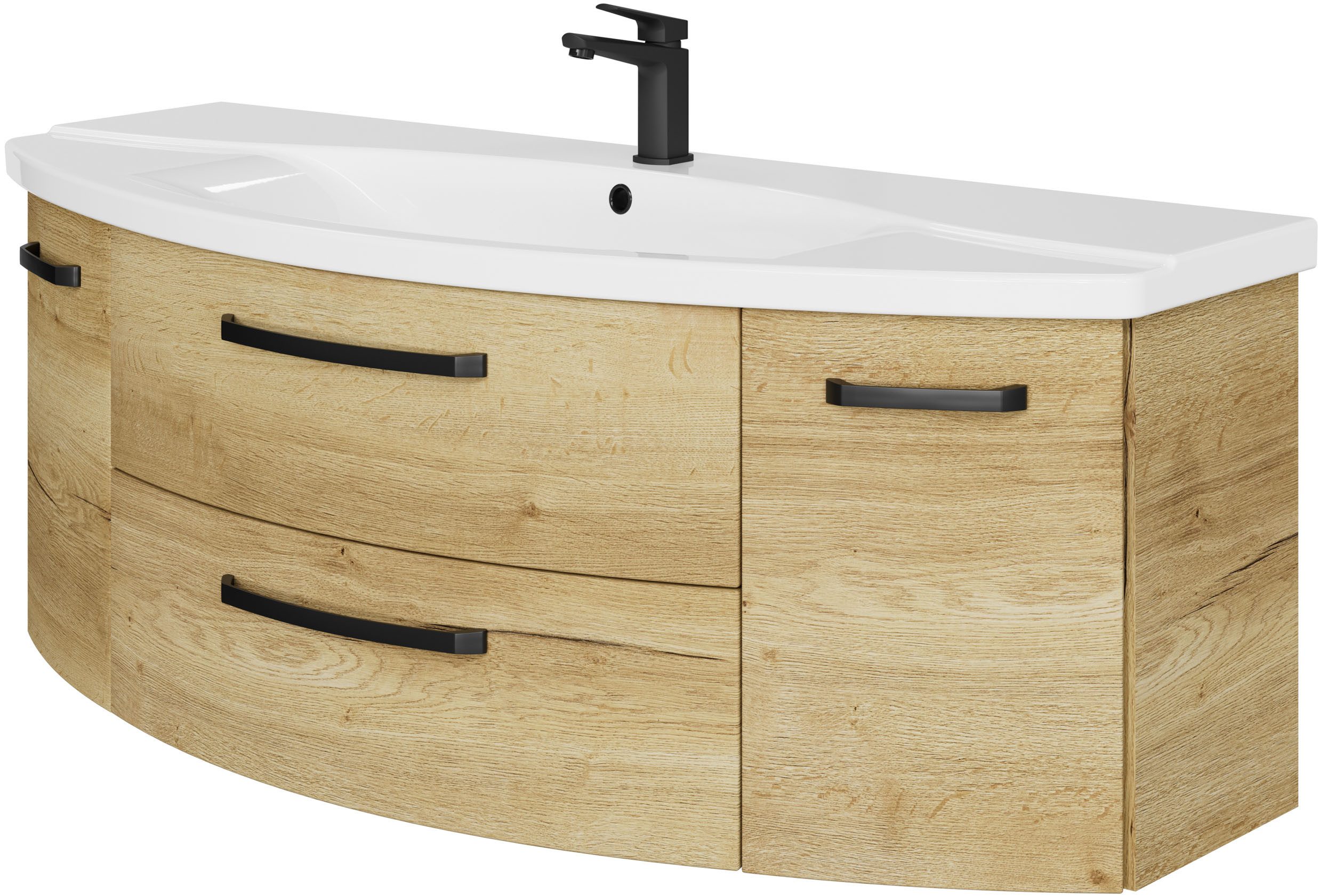 Saphir Badmeubelset Serie 4010 4-delig keramische wastafel met LED-spiegelkast (set)