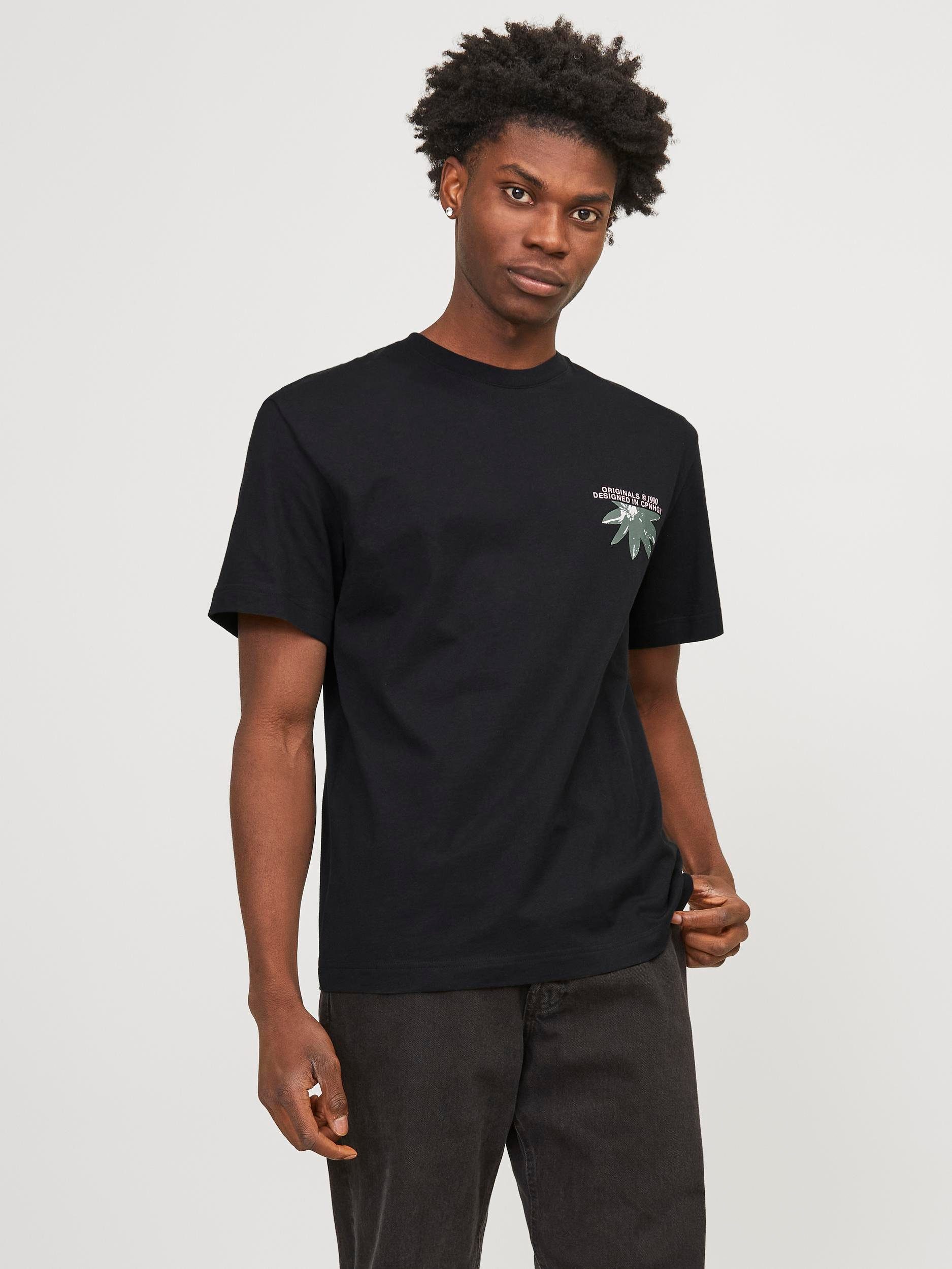 JACK & JONES ORIGINALS T-shirt JORTAMPA met backprint zwart
