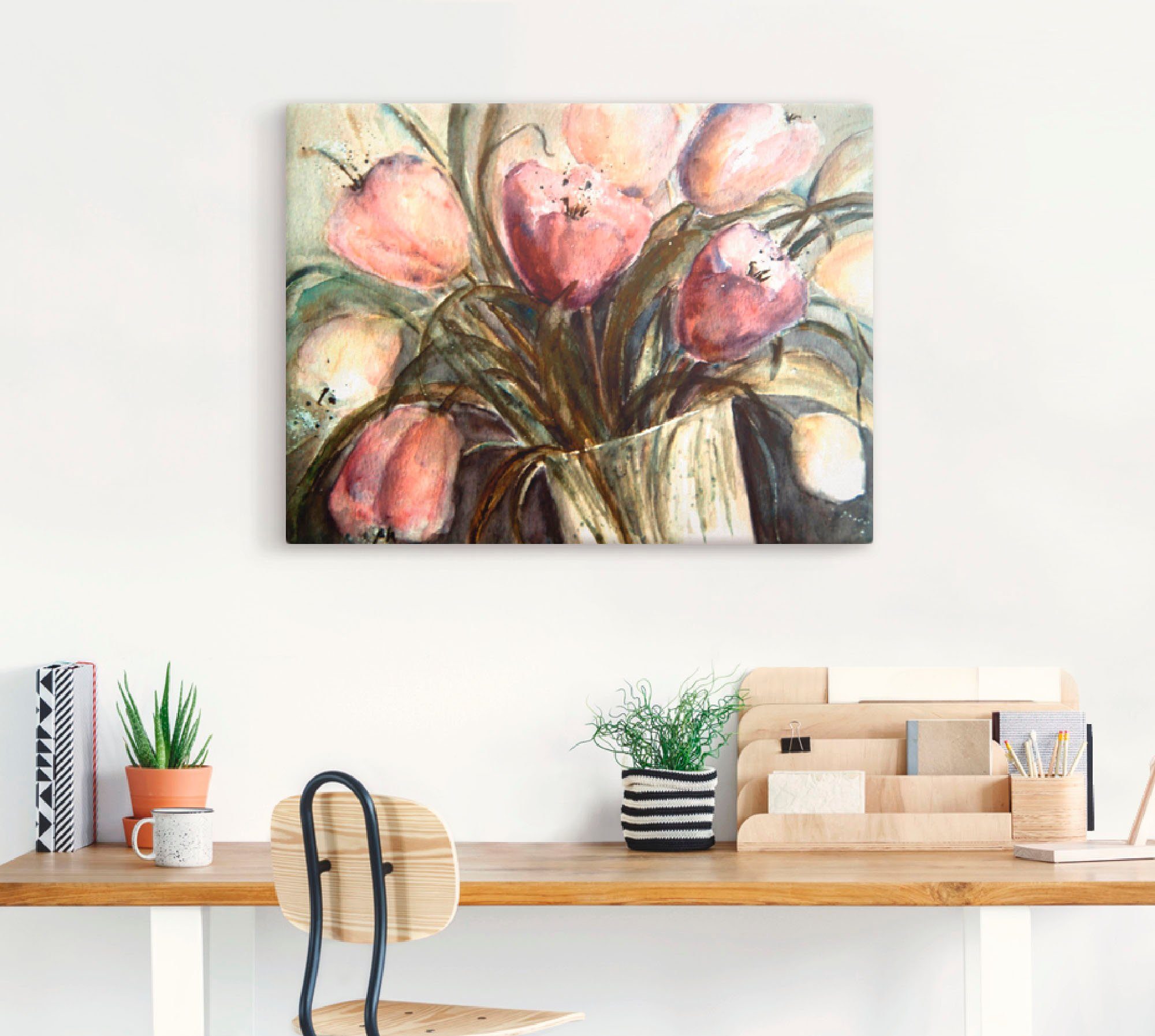 Artland Artprint Paars Tulpen in vaas als artprint op linnen, poster, muursticker in verschillende maten
