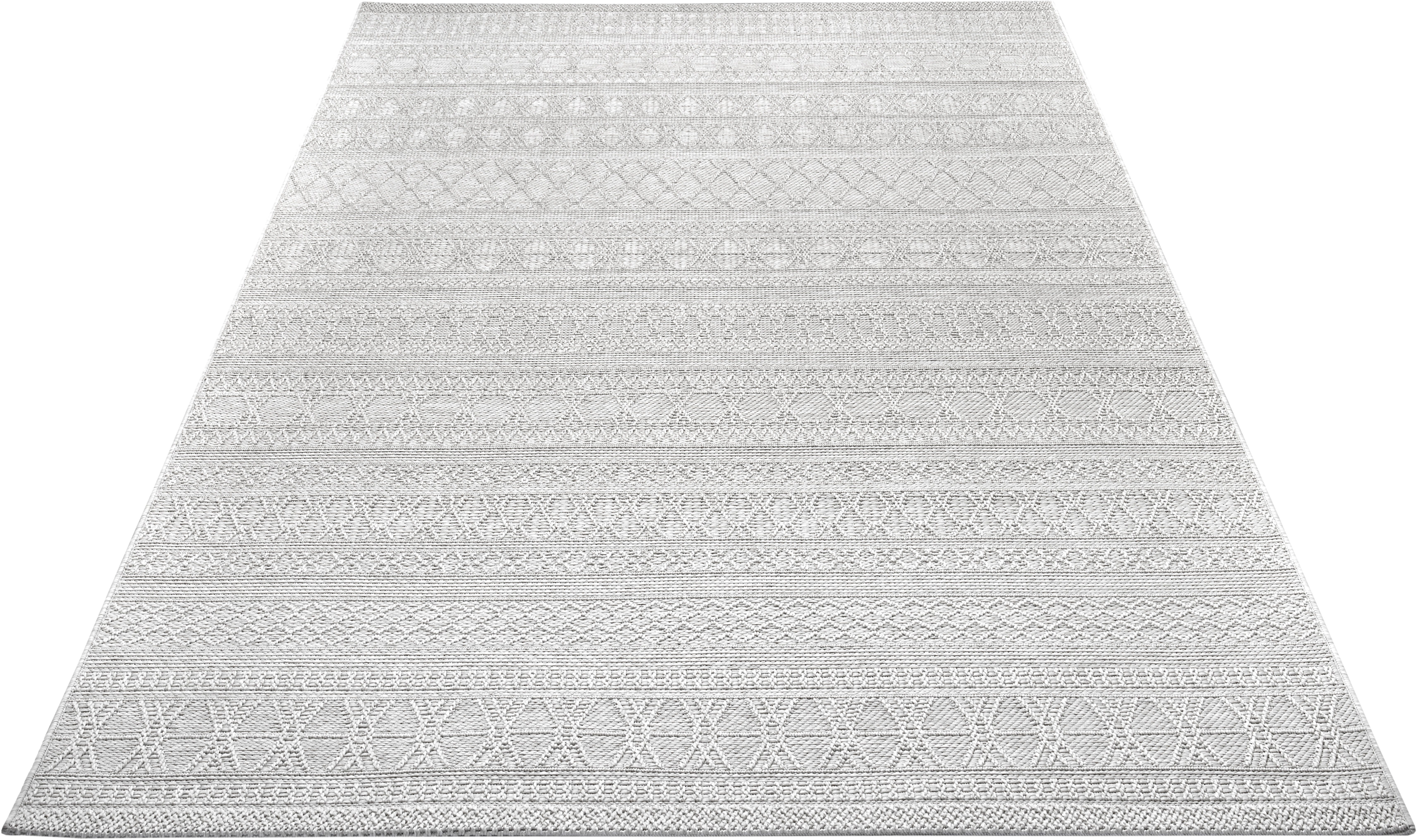 Laagpolig vloerkleed Khawa - crème/grijs 76x200 cm