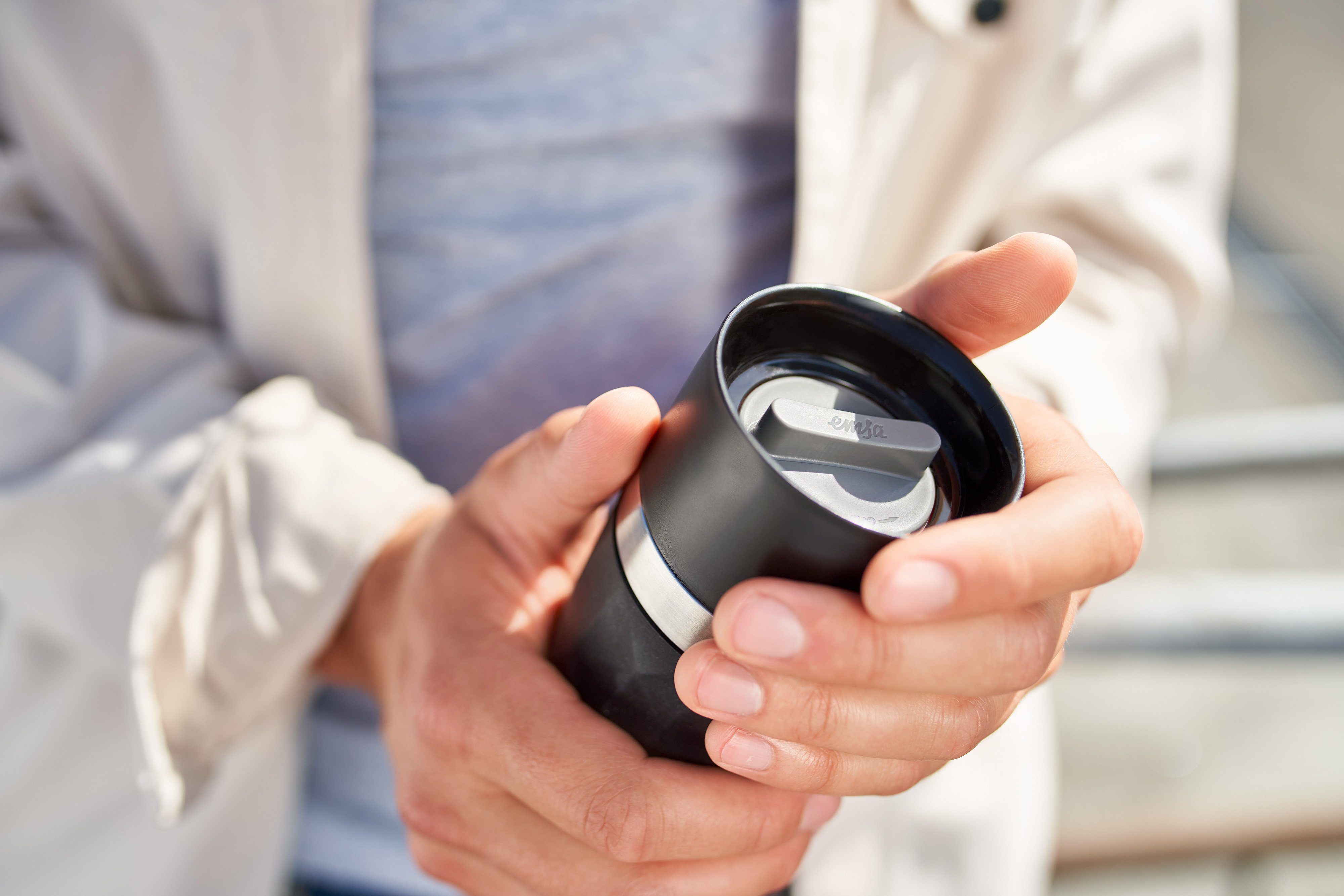 Emsa Thermosbeker Travel Mug Compact 0,3l, roestvrij staal, 3u warm/6u koud, 360° drinkopening, vaatwasmachinebestendig