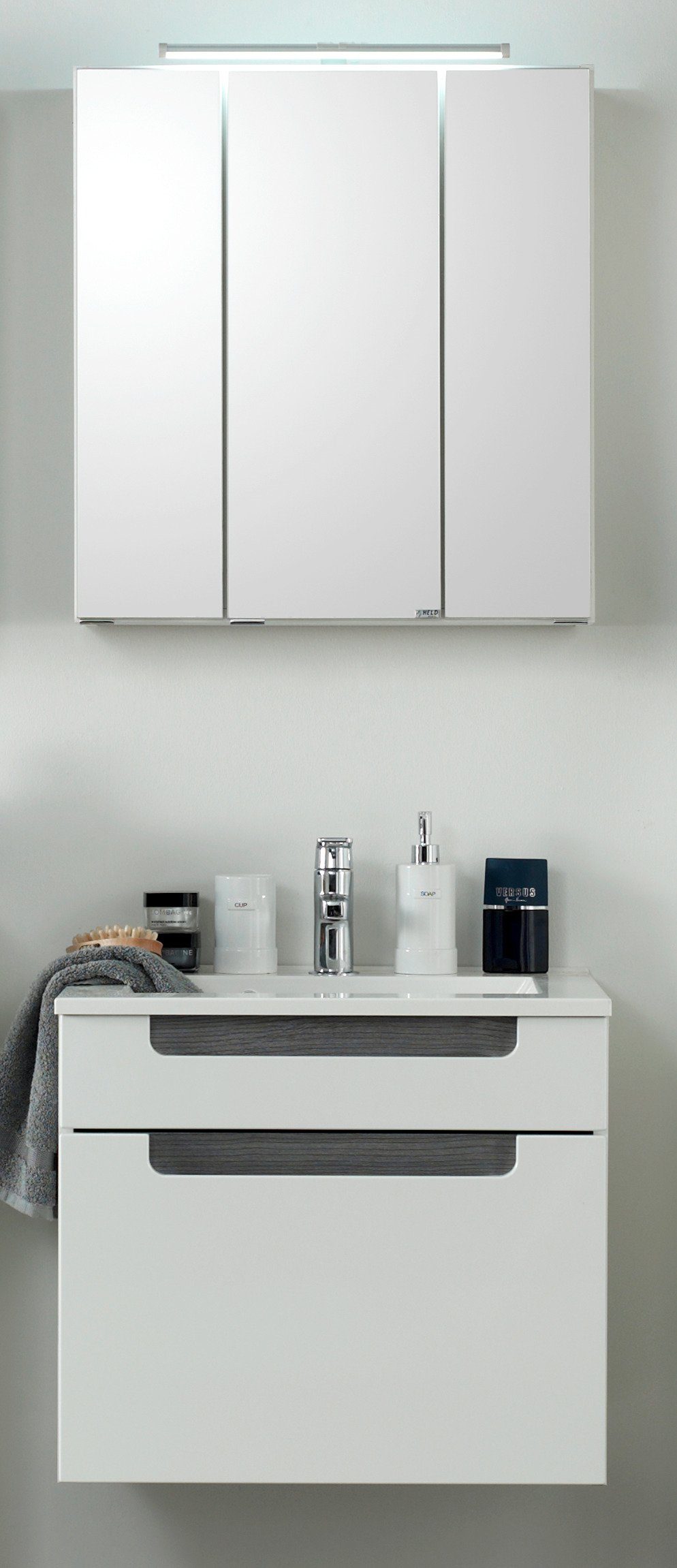 welltime Badkamerserie Siena Spiegelkast inclusief ledverlichting, breedte 60 cm (2-delig) badmeubelsets roze