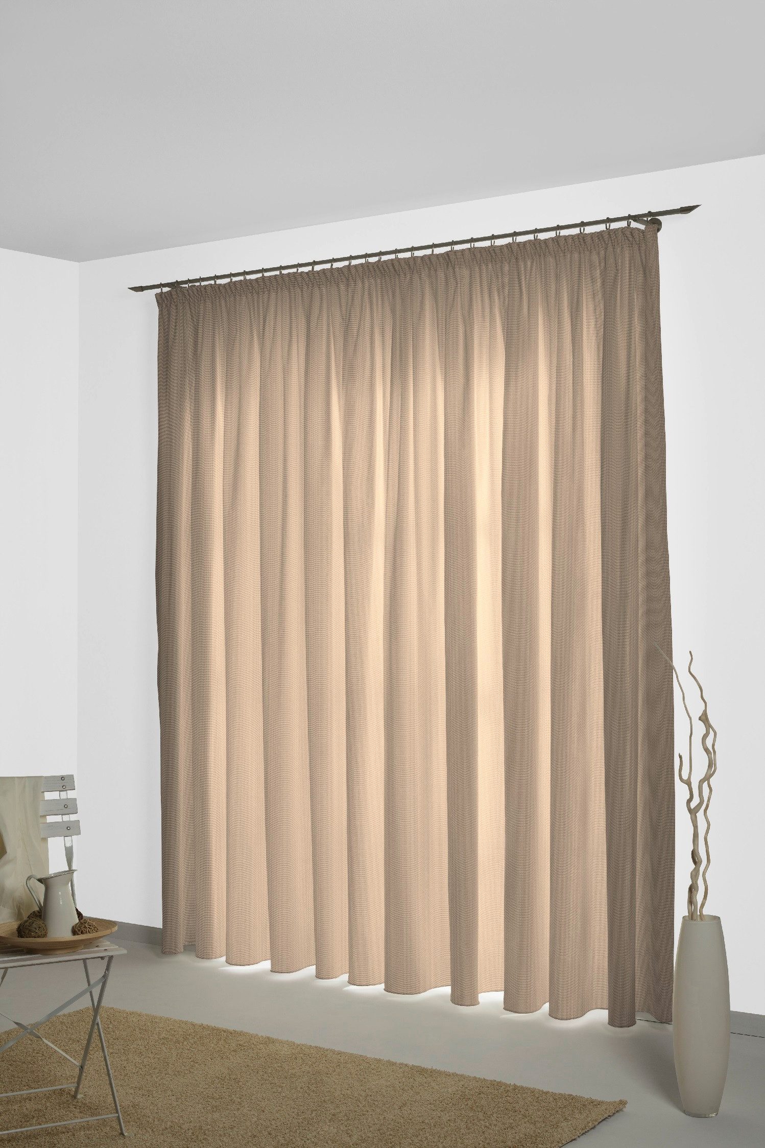 Wirth Gordijn Neveres (1 stuk) kant & klaar gordijnen maat 135 cm x 245 cm grijs