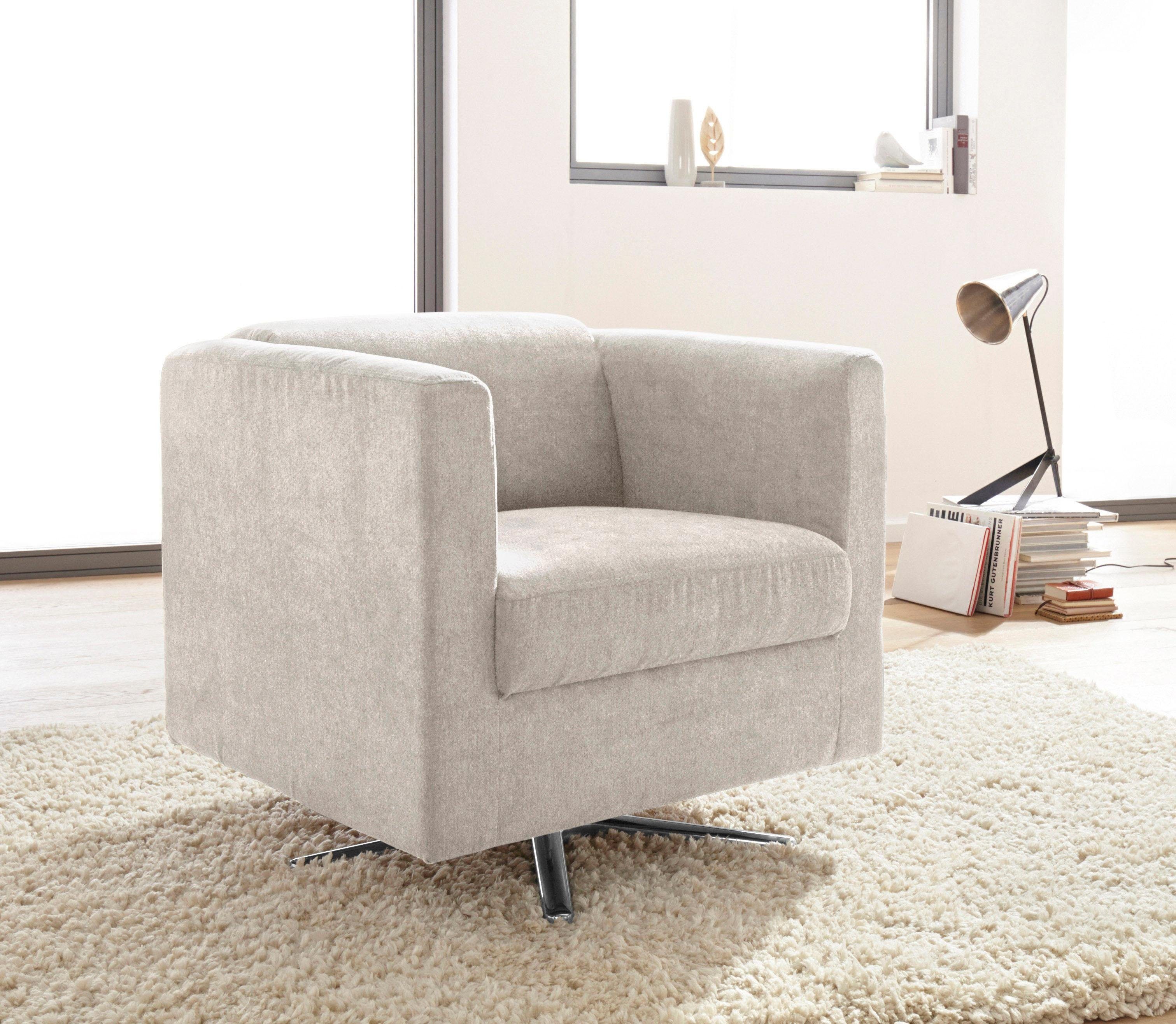 INOSIGN Fauteuil Bob draaistoel draaibaar met kruisvoet (set) fauteuils maat Luxe-microvezel zacht beige