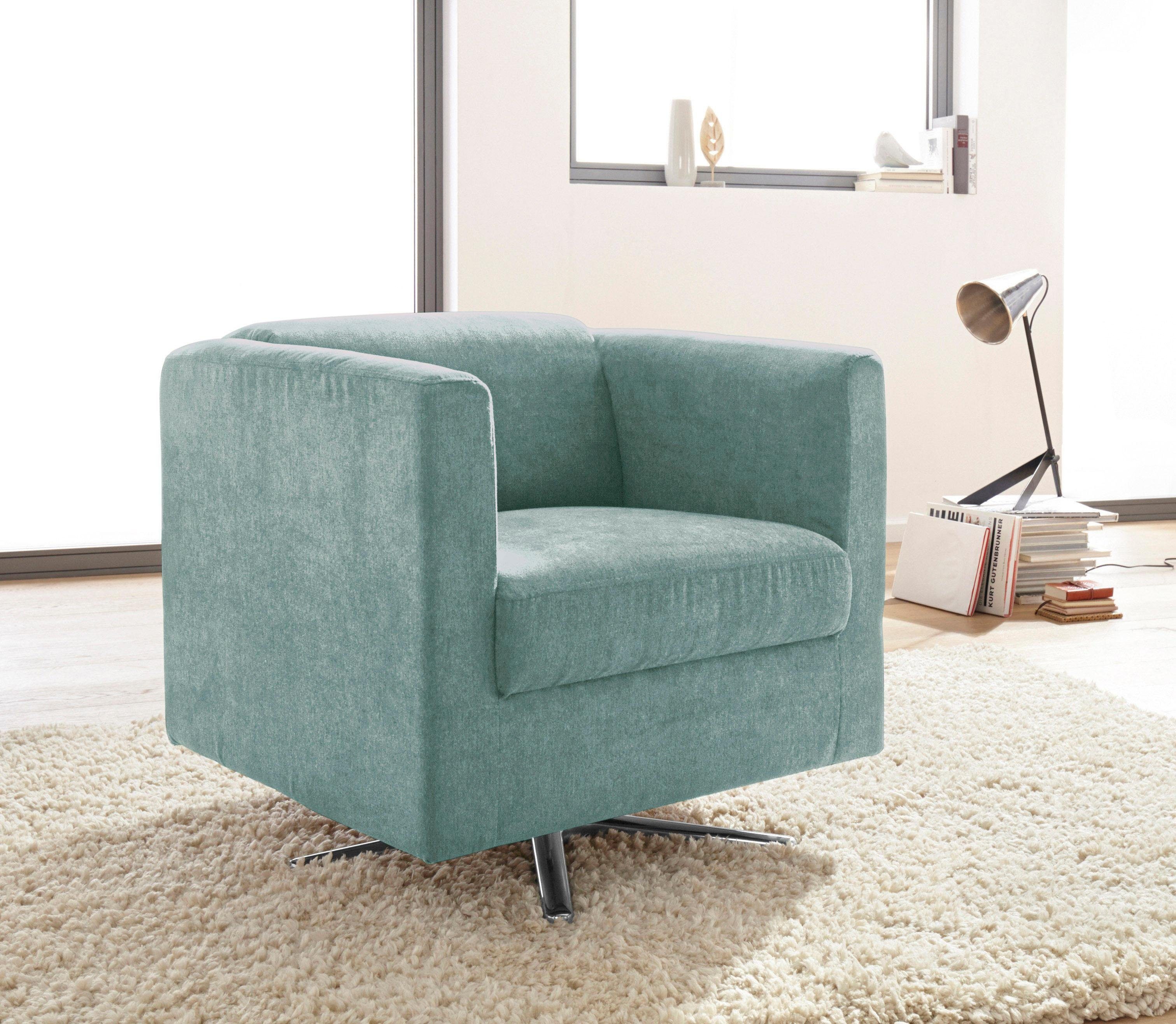 INOSIGN Fauteuil Bob draaistoel draaibaar met kruisvoet (set) fauteuils maat Luxe-microvezel zacht groen