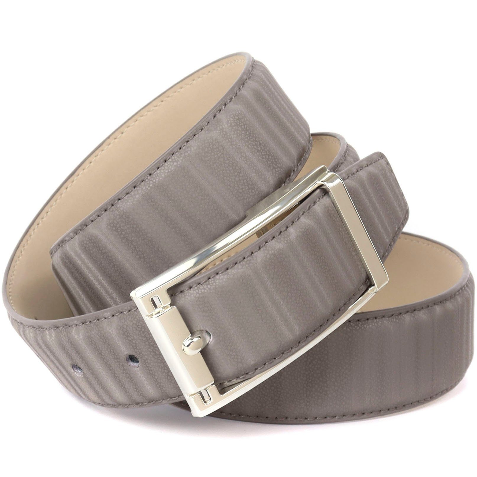 Anthoni Crown Leren riem in changerende 3d-look dames brede riemen maat 80 grijs