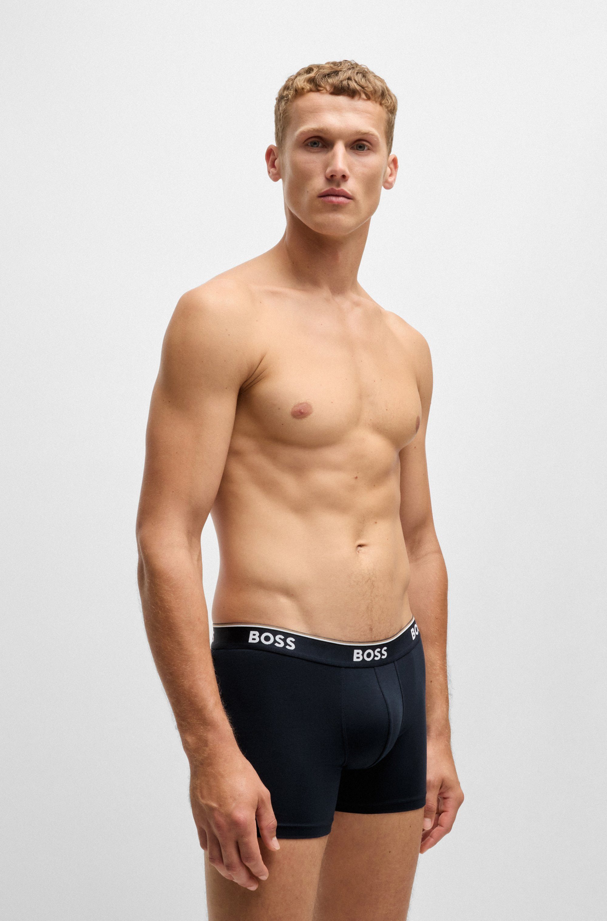BOSS Lange boxershort BRIEF 3 PACK met in kleur bijpassende weefband (3 stuks)