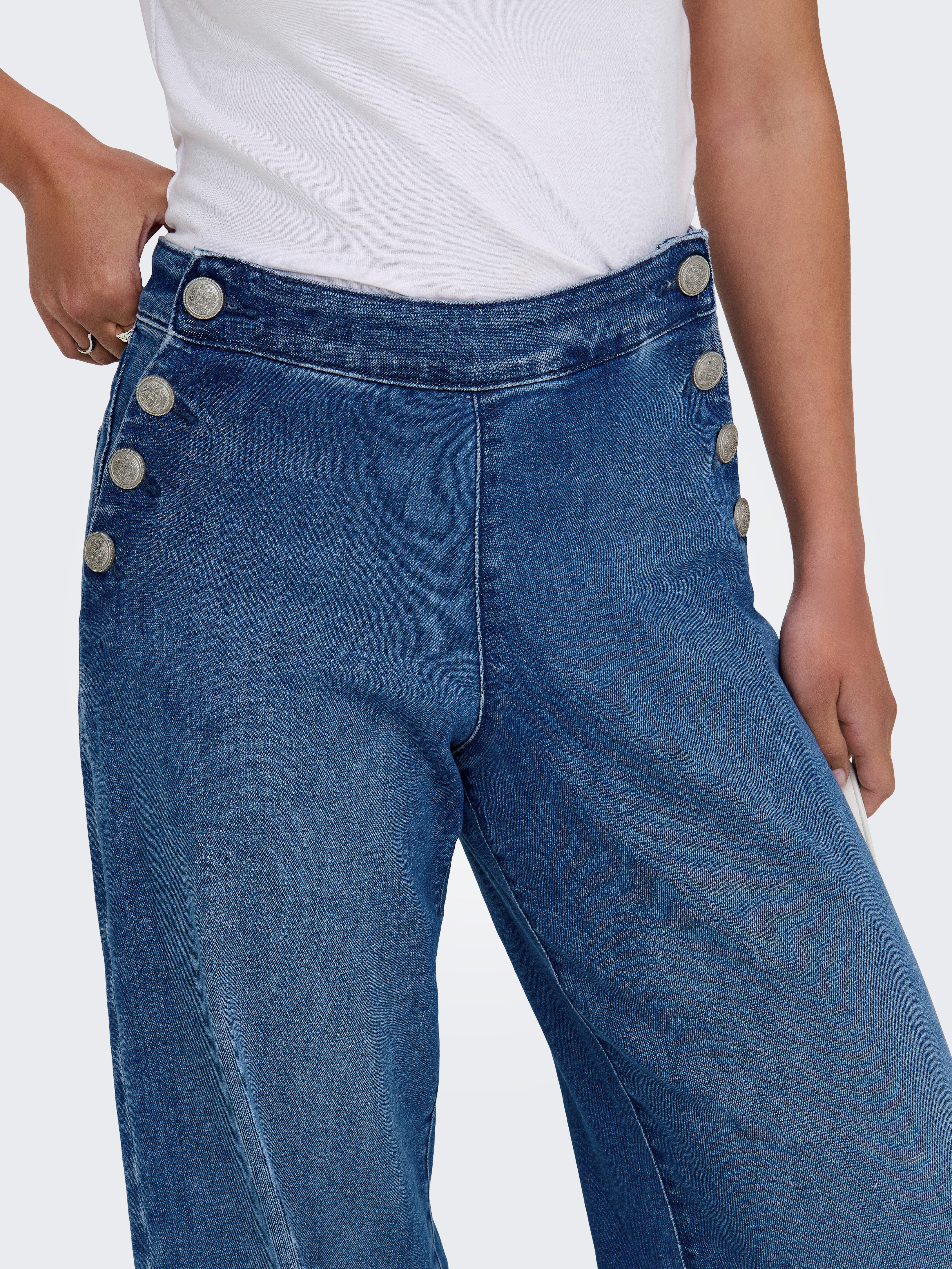Only High-waist jeans ONLMADISON HW BUTTON WIDE DNM GEN769NOOS