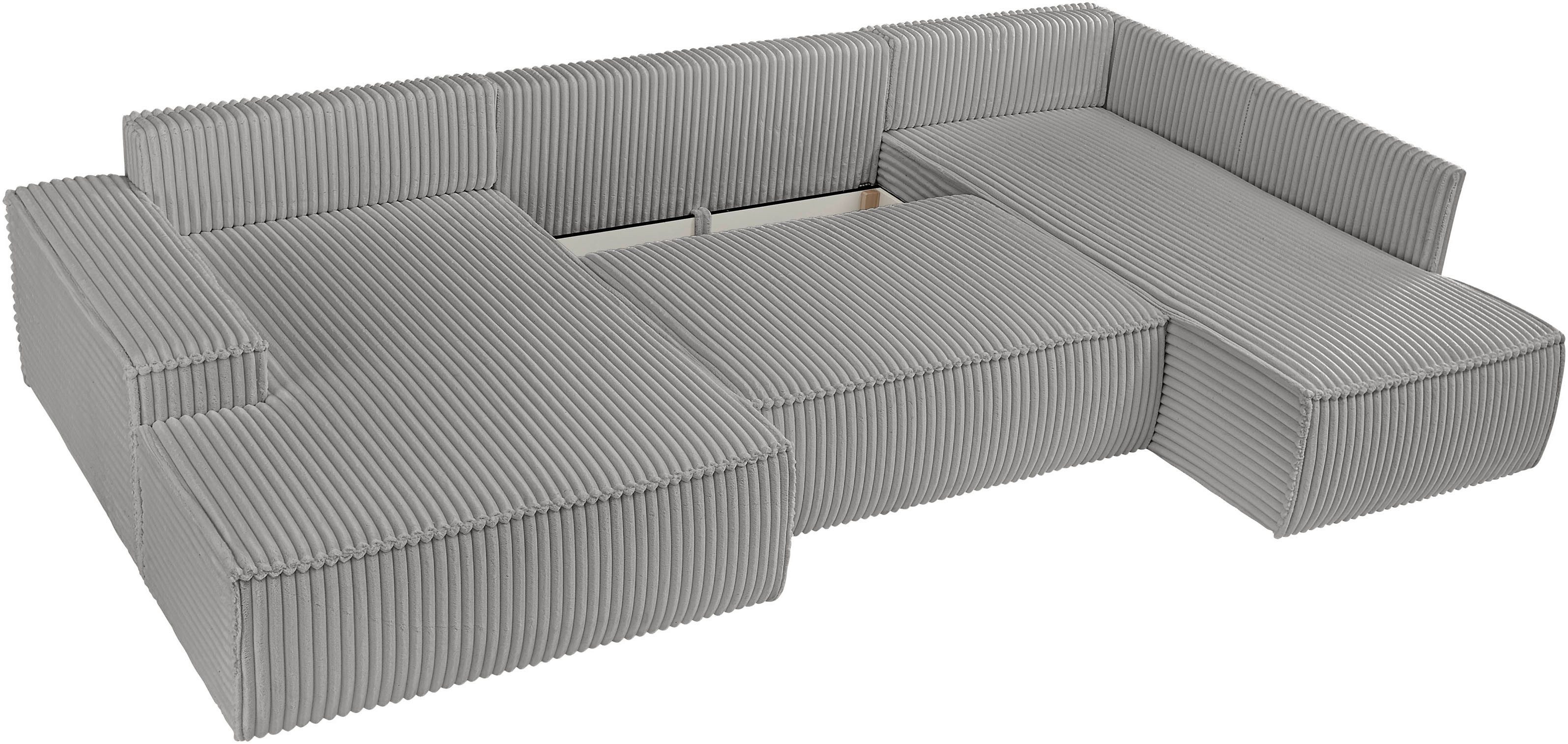andas Zithoek FINNLEY U-model XXL 329 cm, bedbank, slaapfunctie m. bedkist